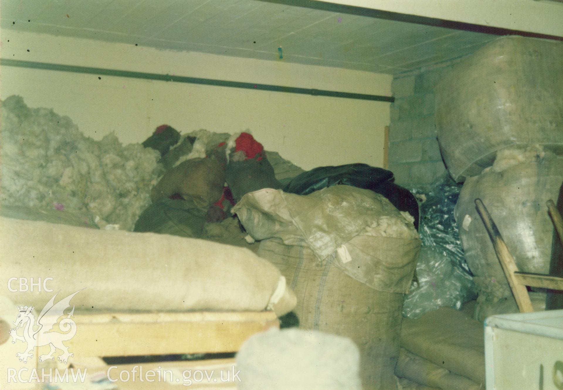 Interior view showing the sorting room at Cambrian Wool Factory.