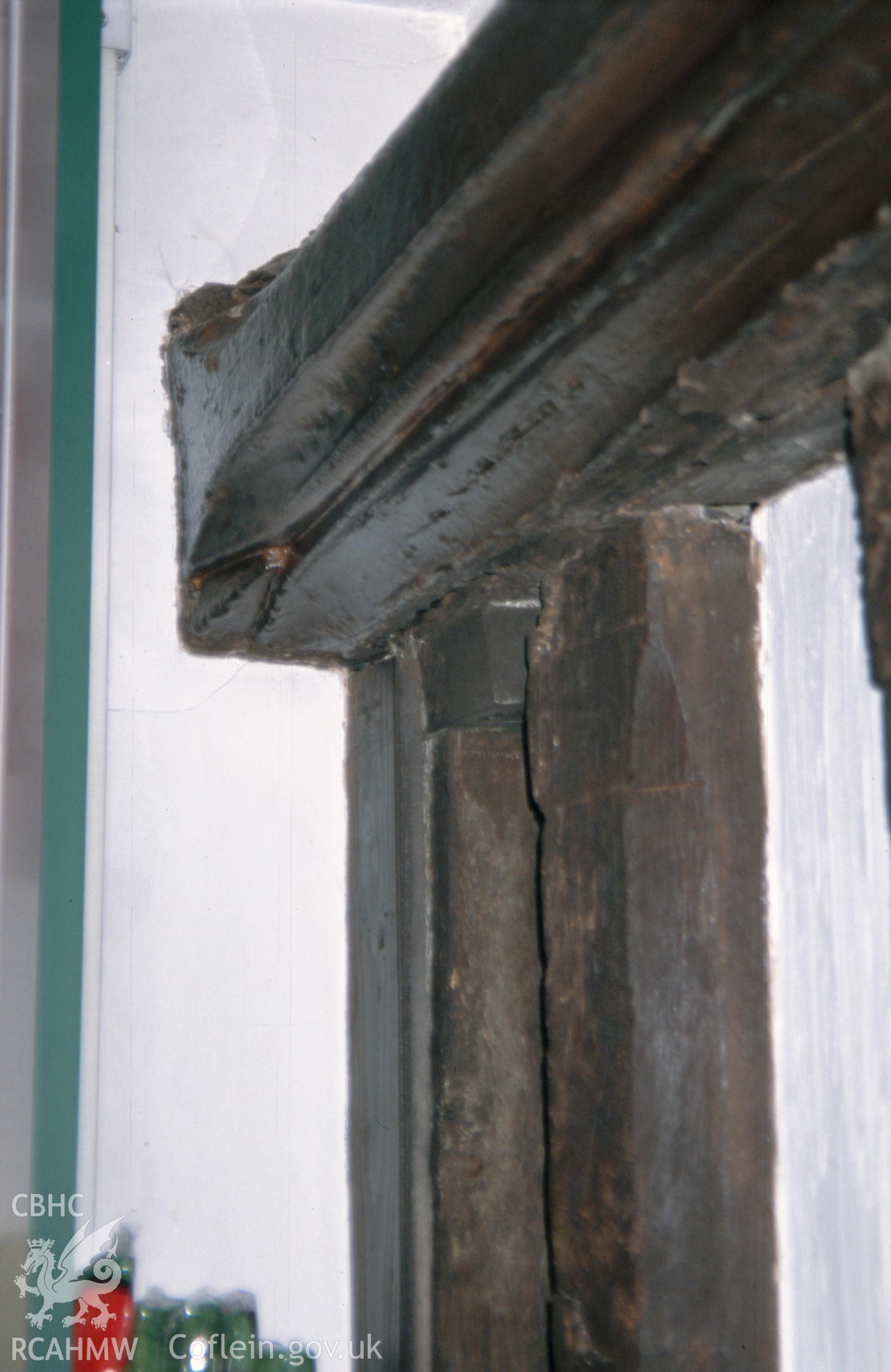 Interior view showing moulded ceiling beam to the rear Back Row end.