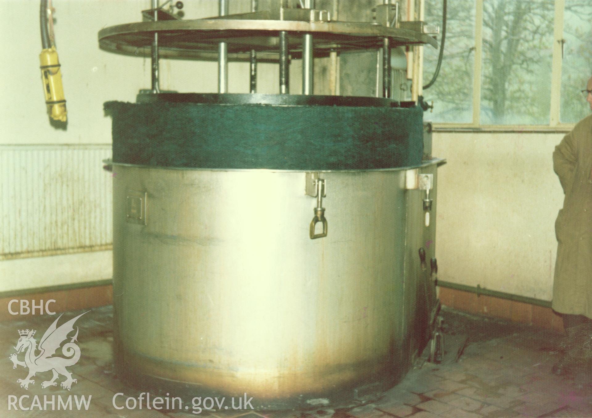 Interior view showing dye vat after the wool has been 'lifted' at Cambrian Wool Factory.