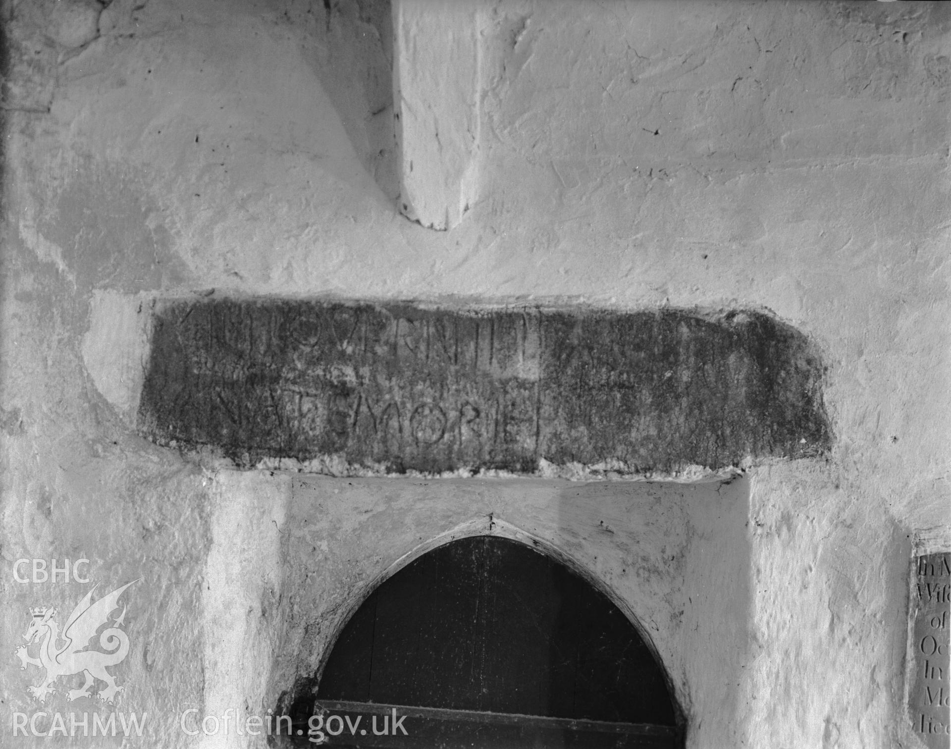 View of inscribed stone at Llanfaglan taken 21.06.1954.