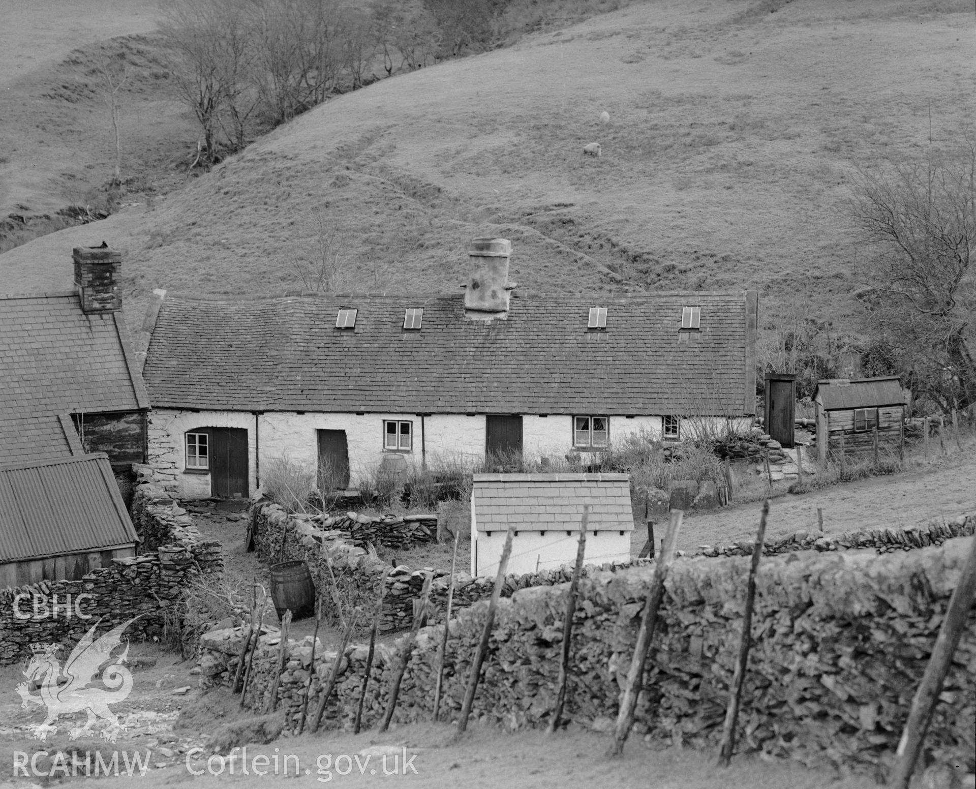 Black and white photograph of Blaen y Glascwm showing view from the north, taken by RCAHMW, Dec1949.