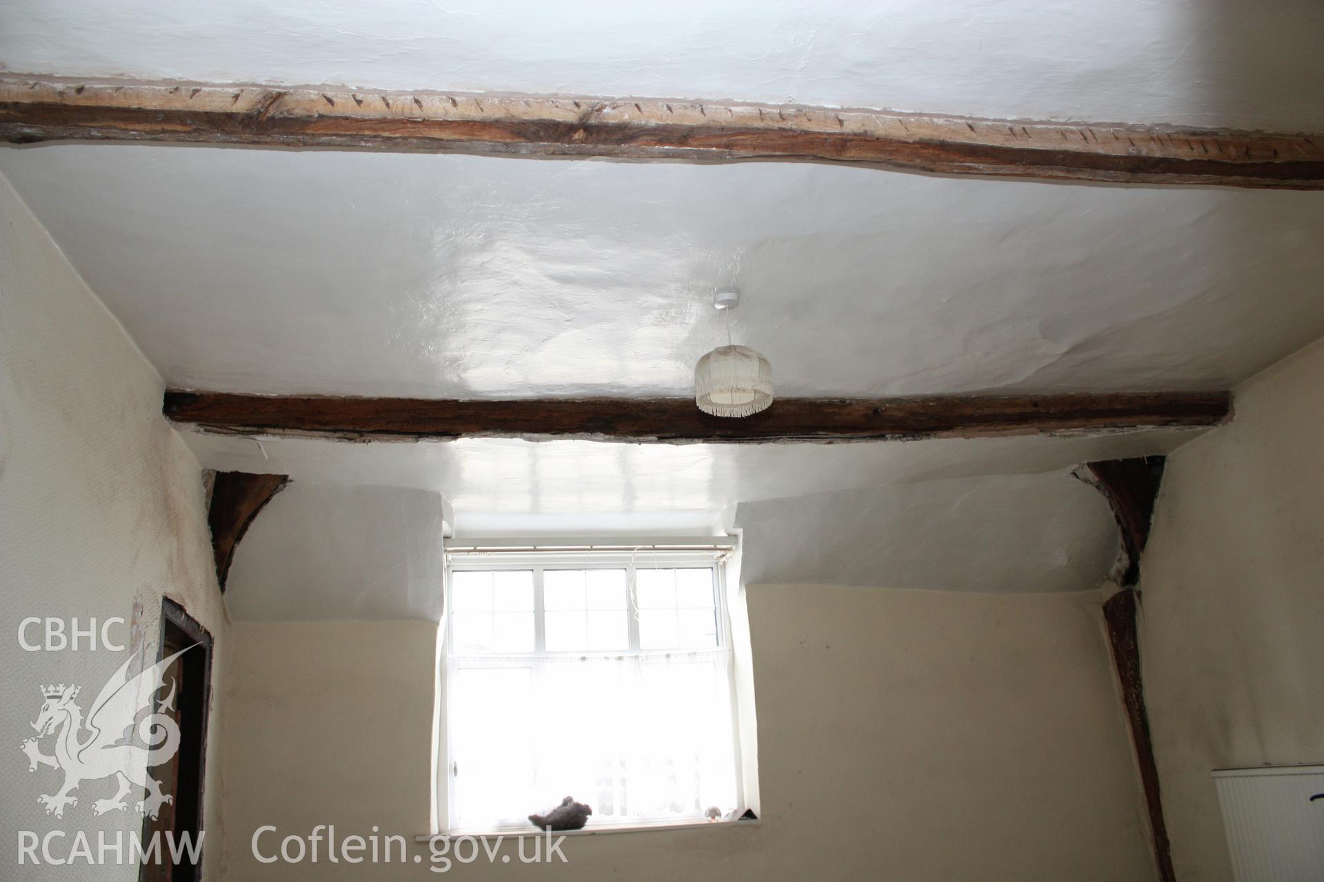 51, Clwyd Street, interior, principal-posts to each end of hall with wind-braces.