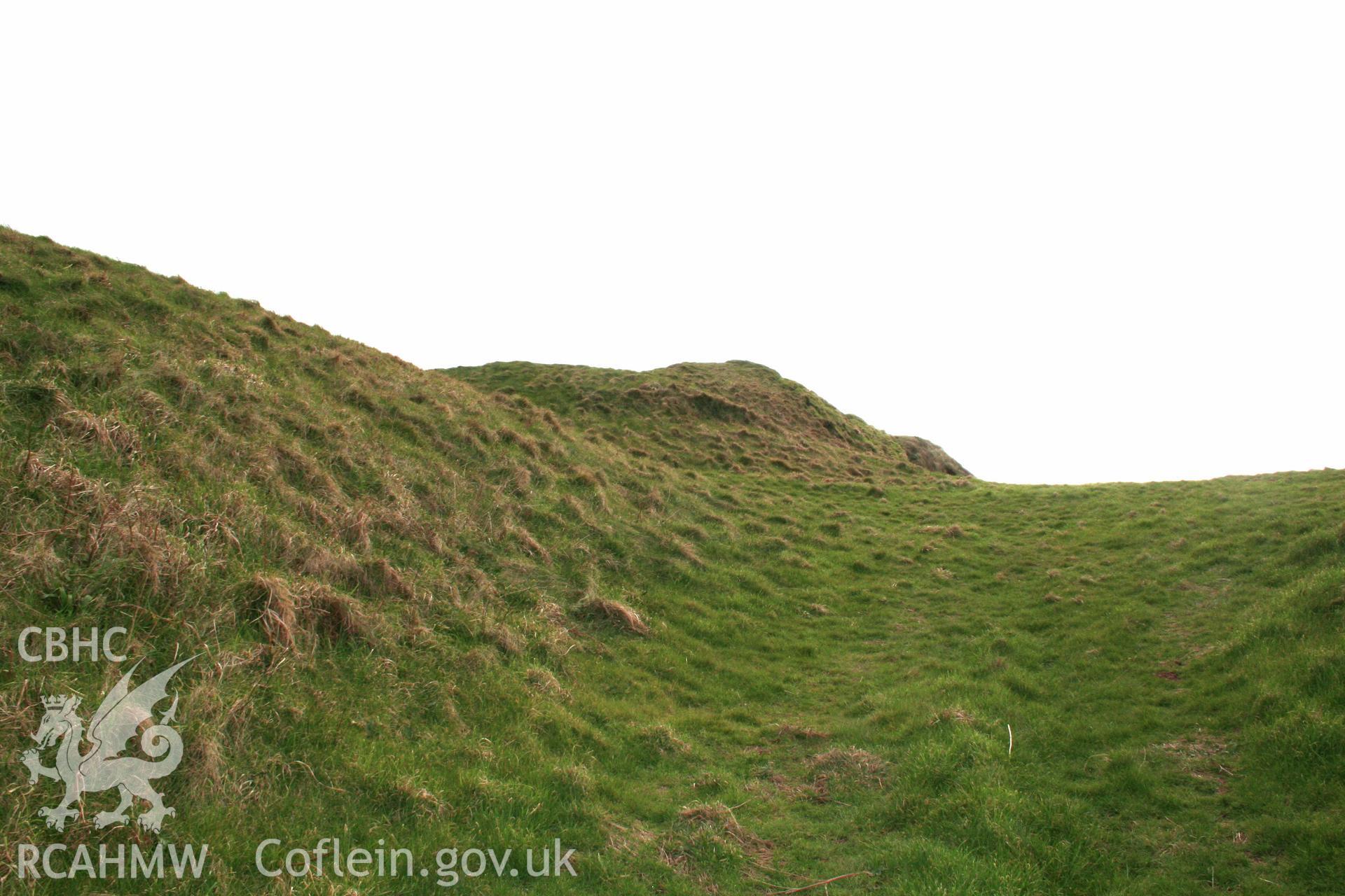 Looking south from the main fort entrance along the approach through the annexe to the entrance into the forts interior.