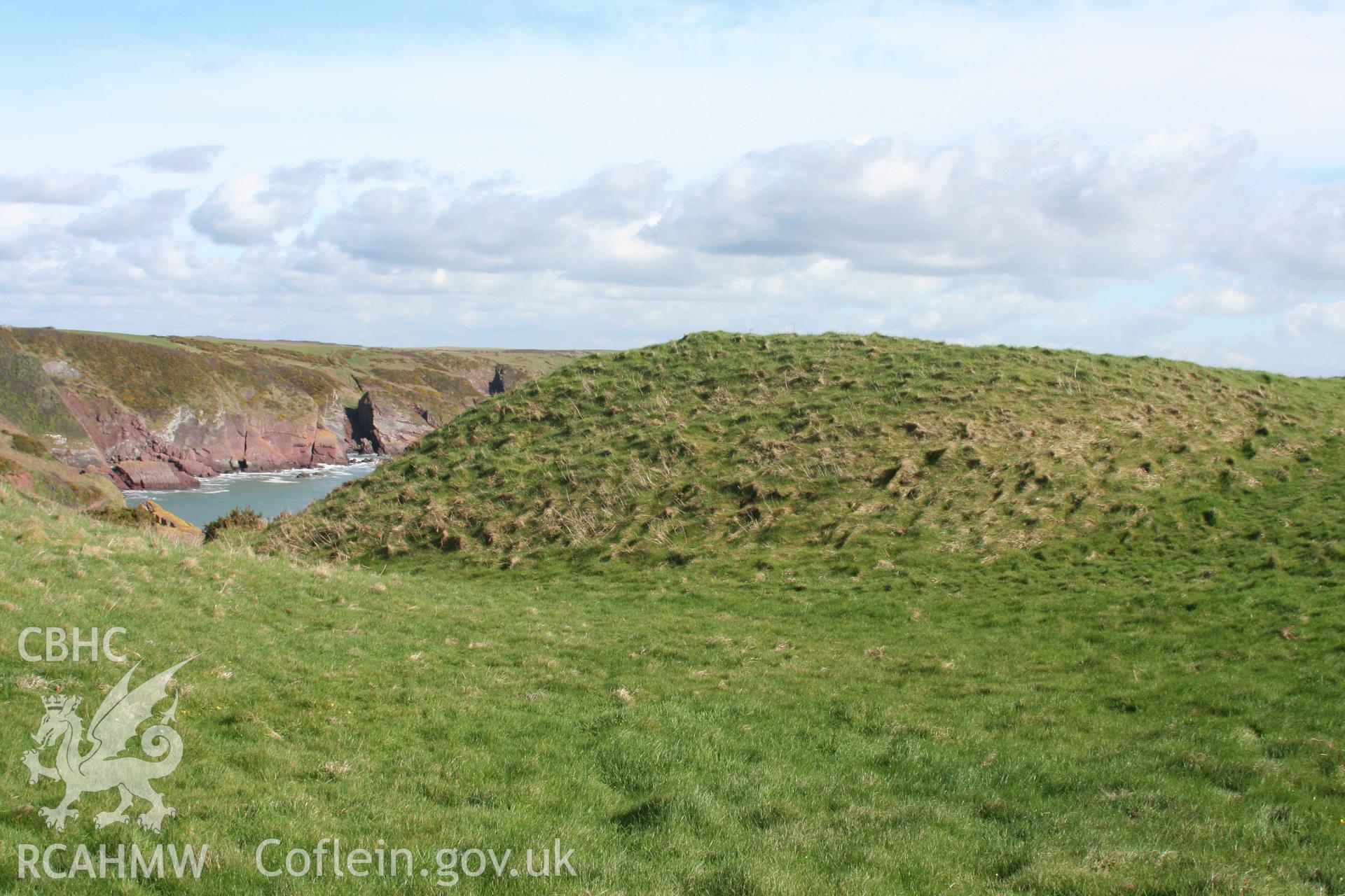 Looking north-east across the annexe to the main fort entrance.