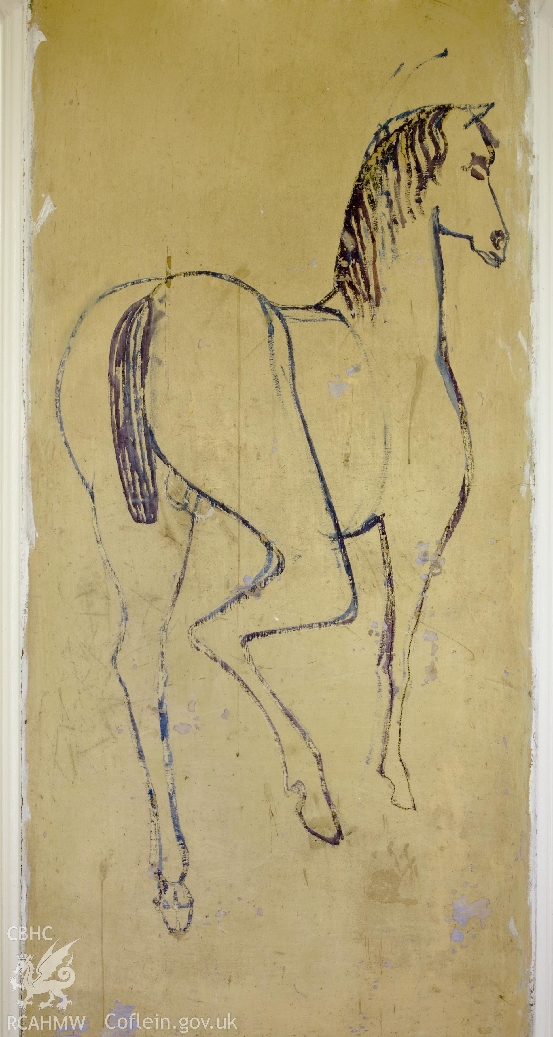 Brenda Chamberlain painting of horse, between bedrooms.