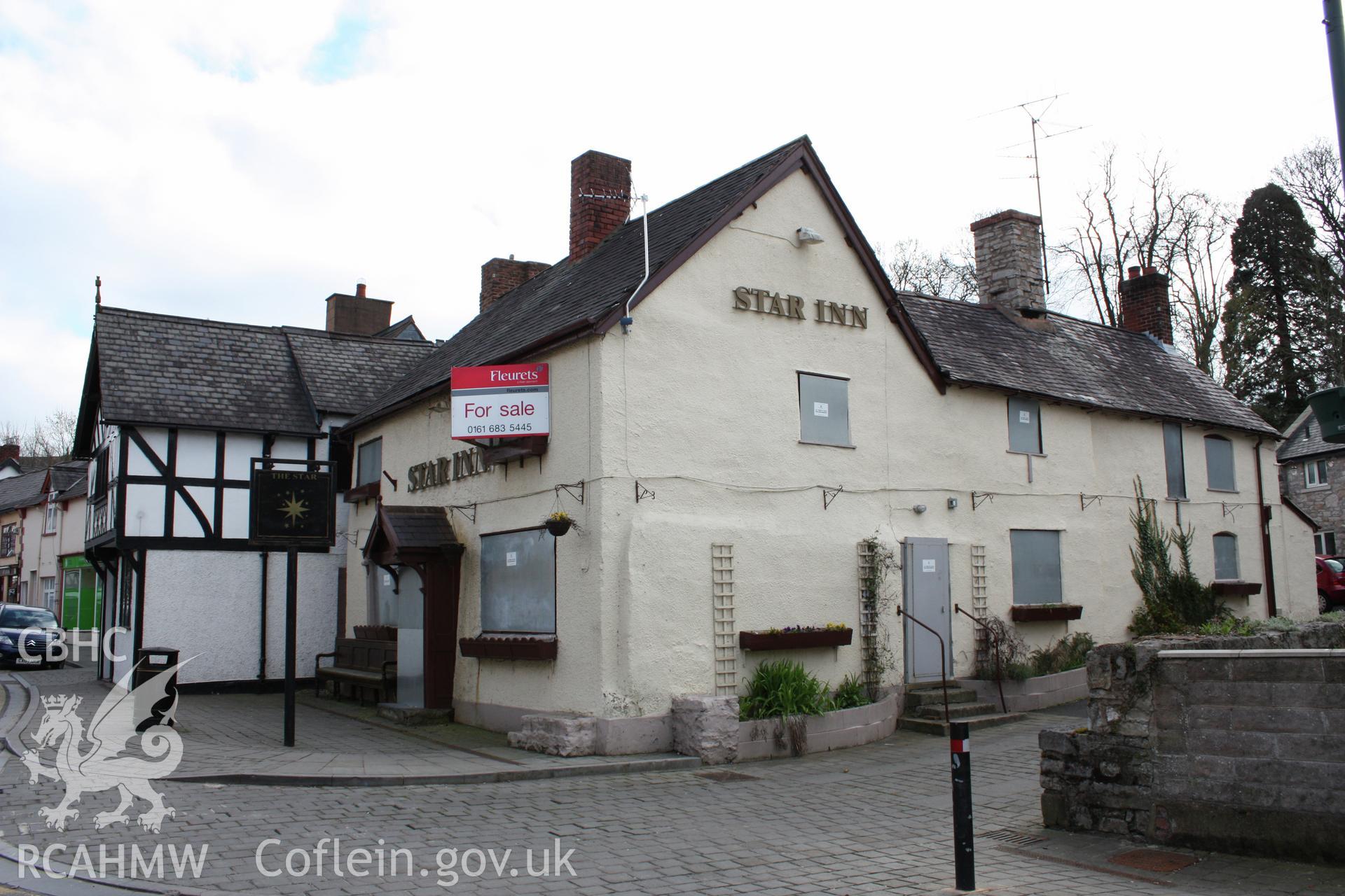 View from west showing The Star Inn & cross-wing to No 51 Clwyd Street.