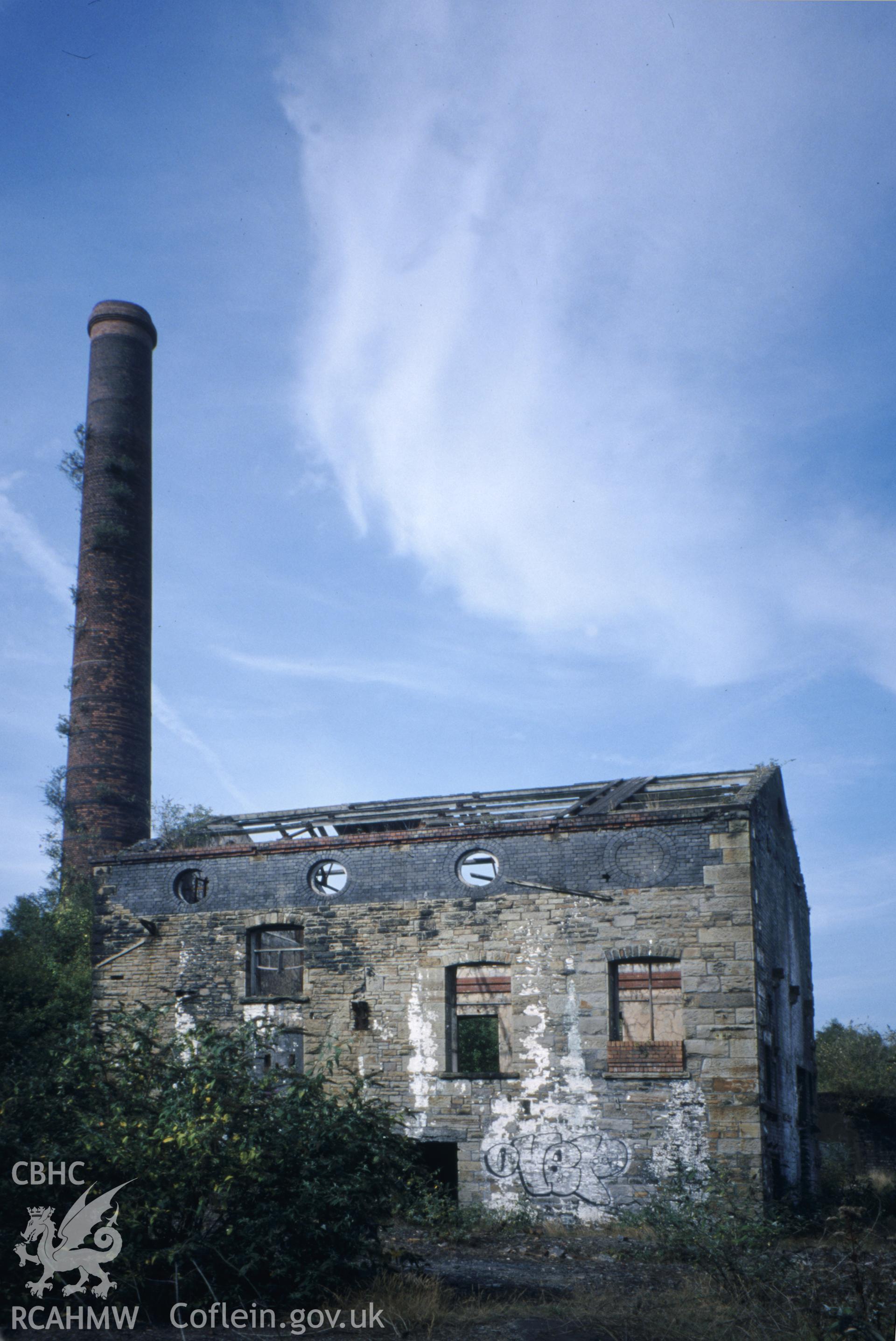 Colour slide of Hafod Copperworks 1860 Engine House: the south-east side.