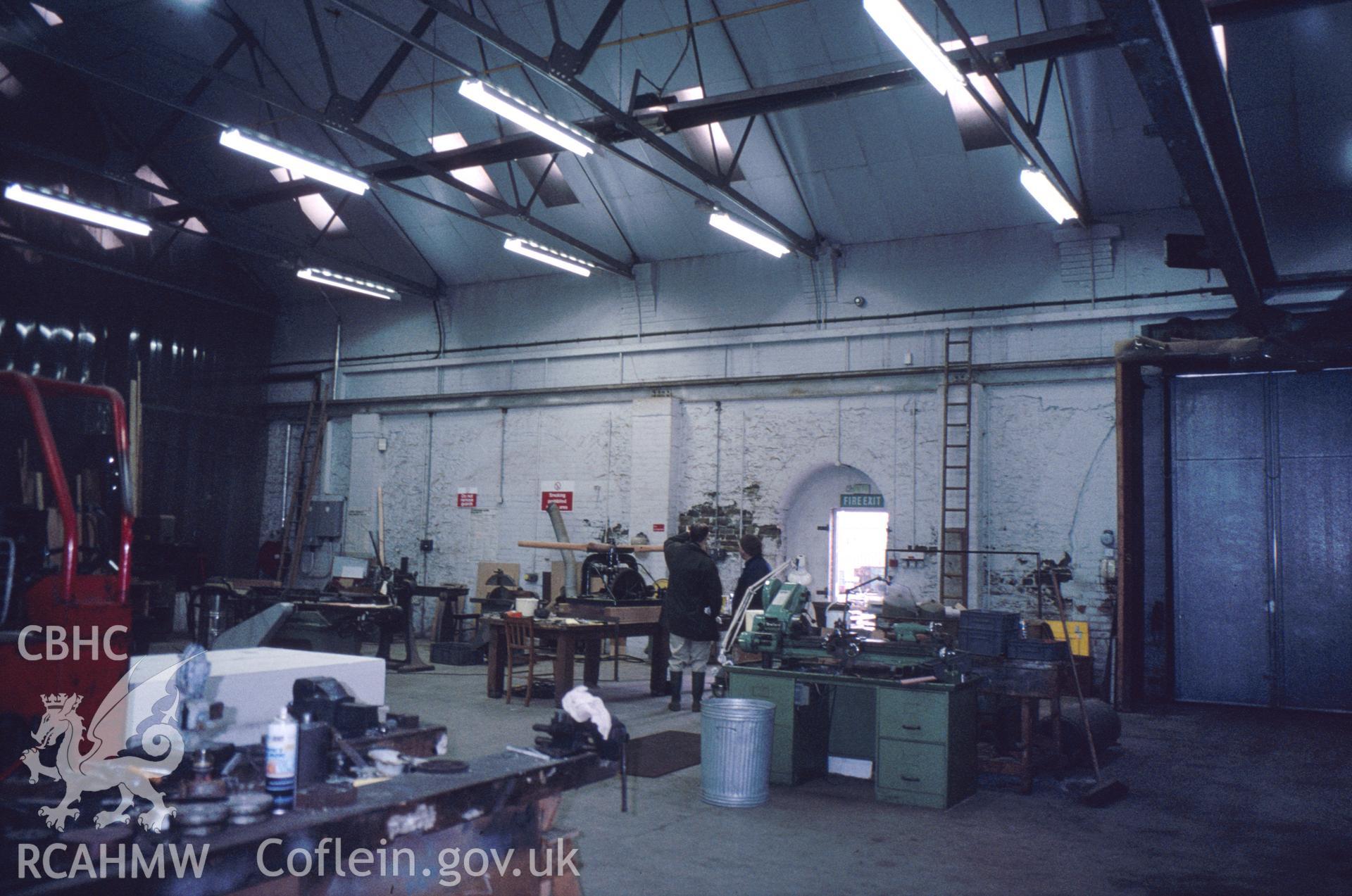 Colour slide of Morfa Copperworks: showing the north-east side of the base of large Silverworks Chimney.