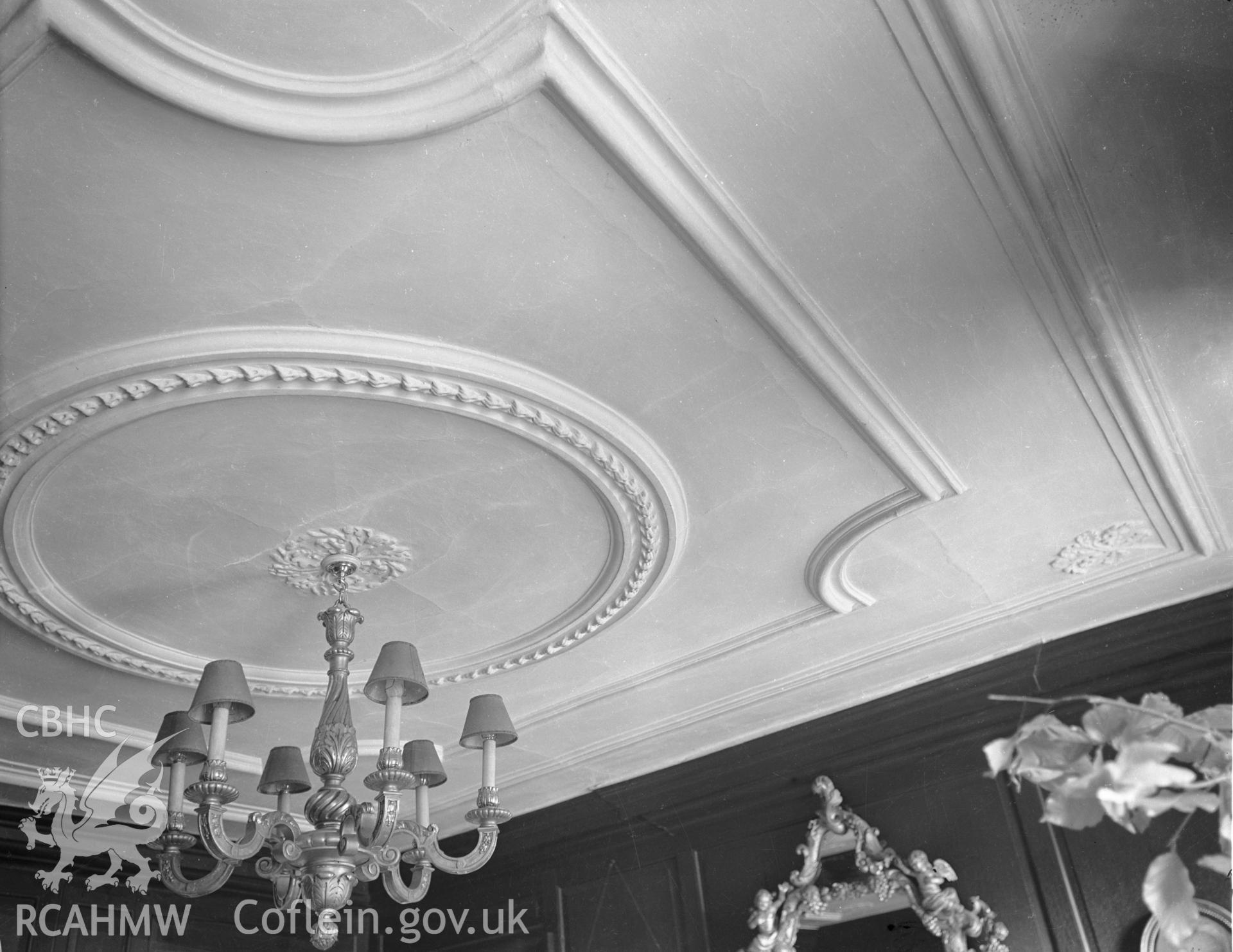 Interior view showing the ceiling in a first-floor room at Great House.