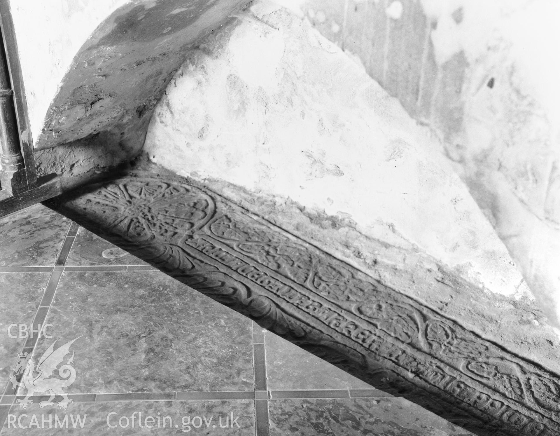 Detail of tomb in the church, taken before 1960.