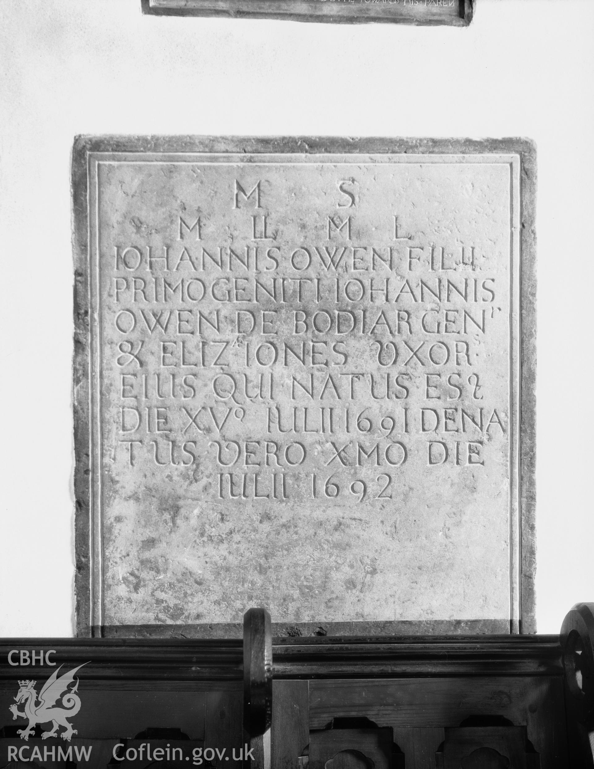 View of monument in chancel