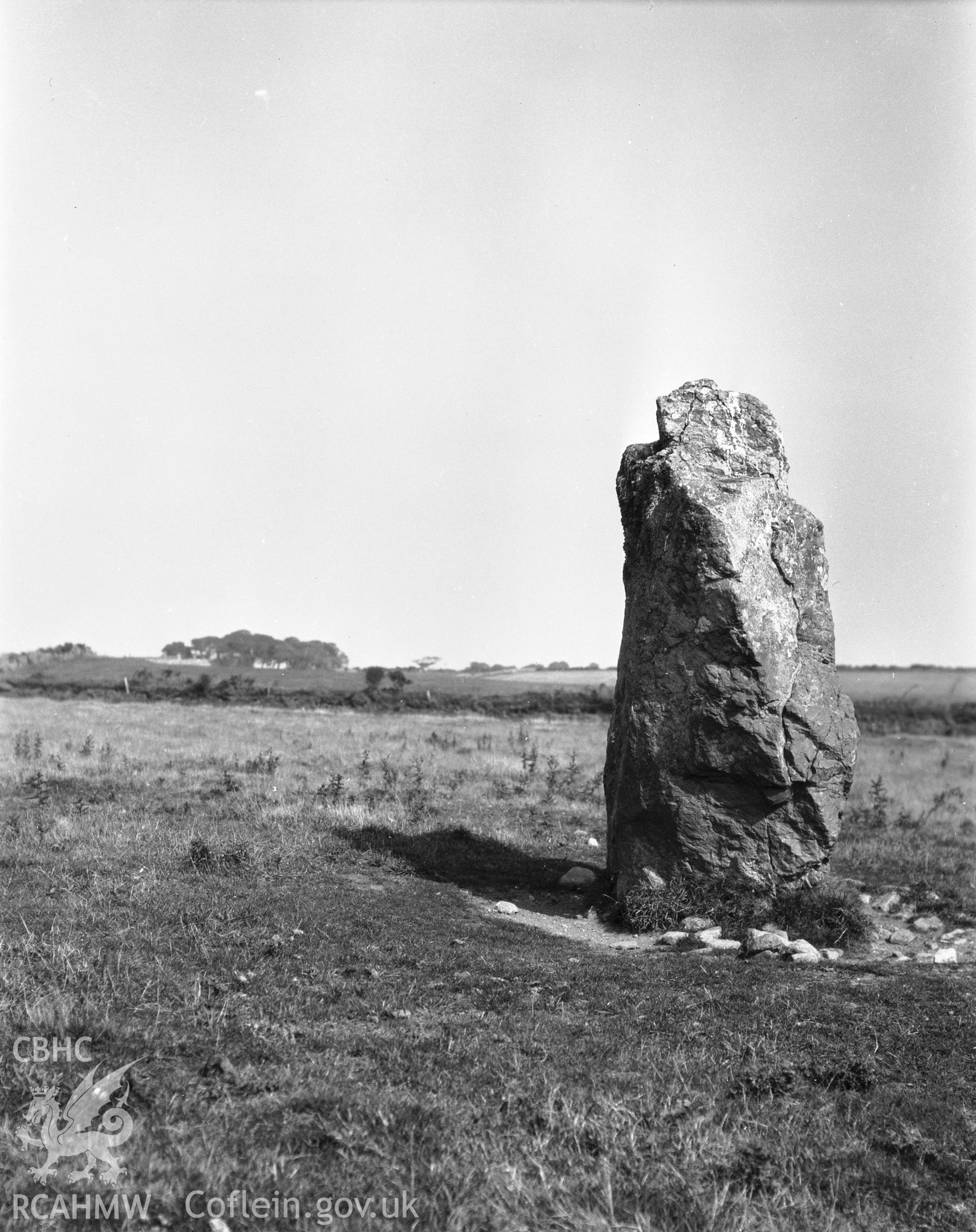 Black and white photograph of Llech Golman taken by RCAHMW before 1960.