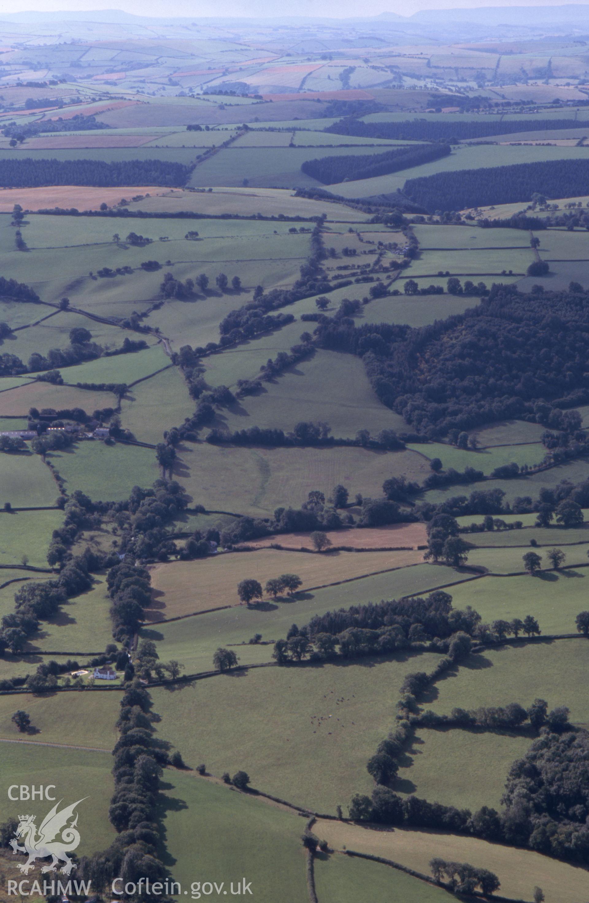 Slide of RCAHMW colour oblique aerial photograph of part of Offa's Dyke, taken by Toby Driver, 2003.