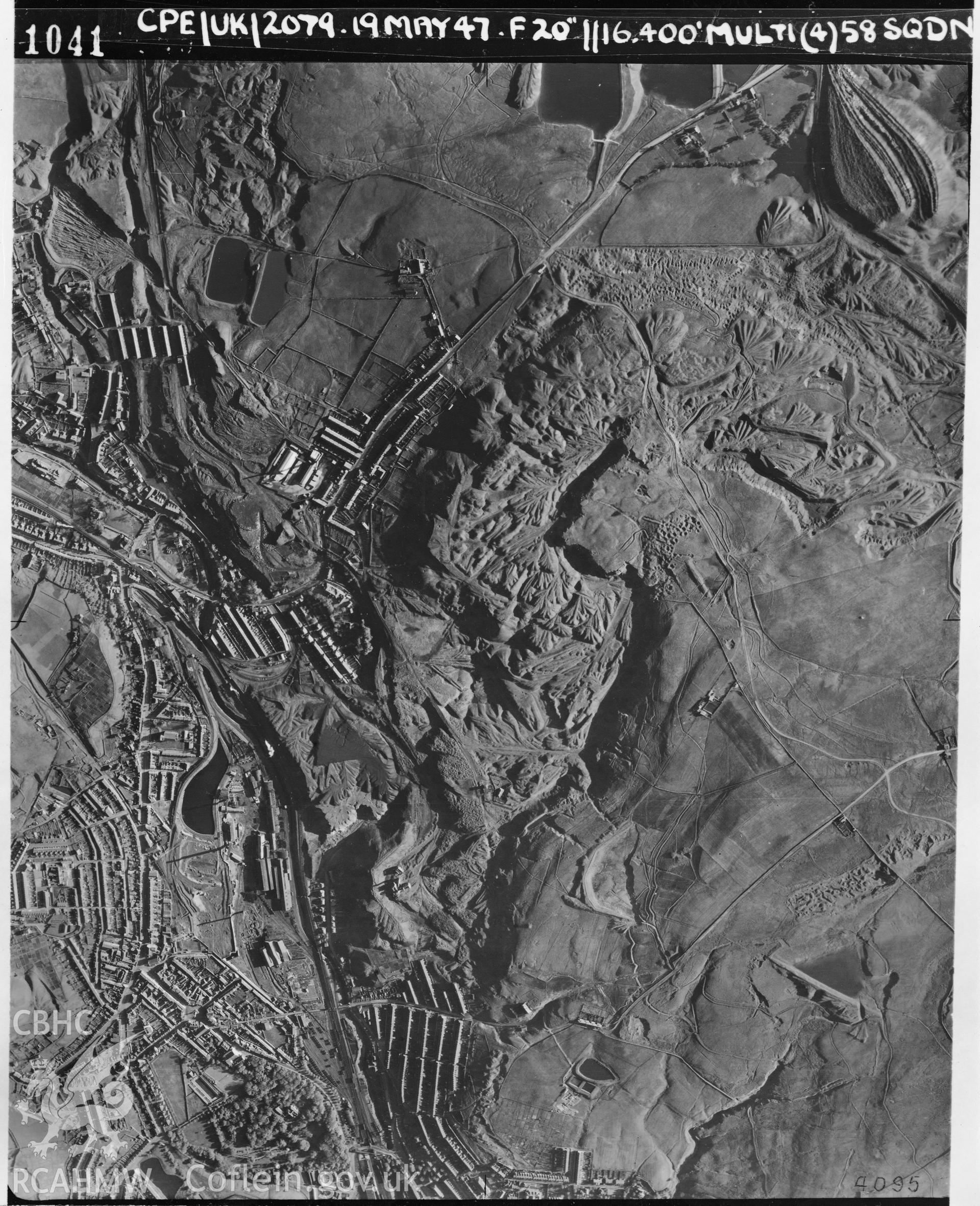 Black and white vertical aerial photograph taken by the RAF on 19/05/1947 centred on SO23530834 at a scale of 1:10000. The photograph includes part of Blaenavon community in Torfaen.