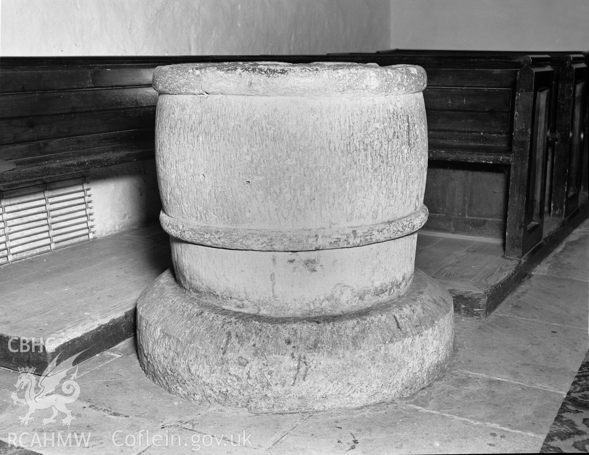 Interior view showing the font.