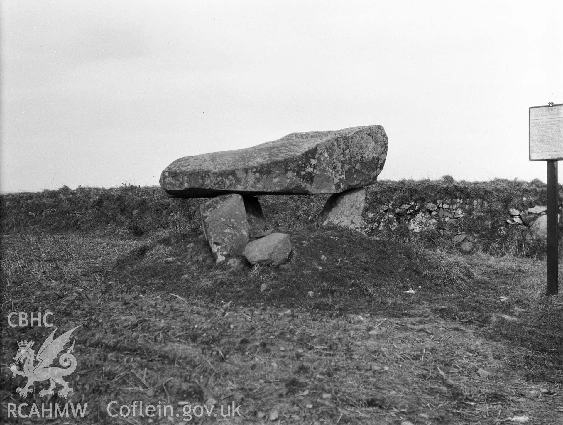 One black and white photograph of Ty Newydd Burial chamber taken by RCAHMW before 1960.