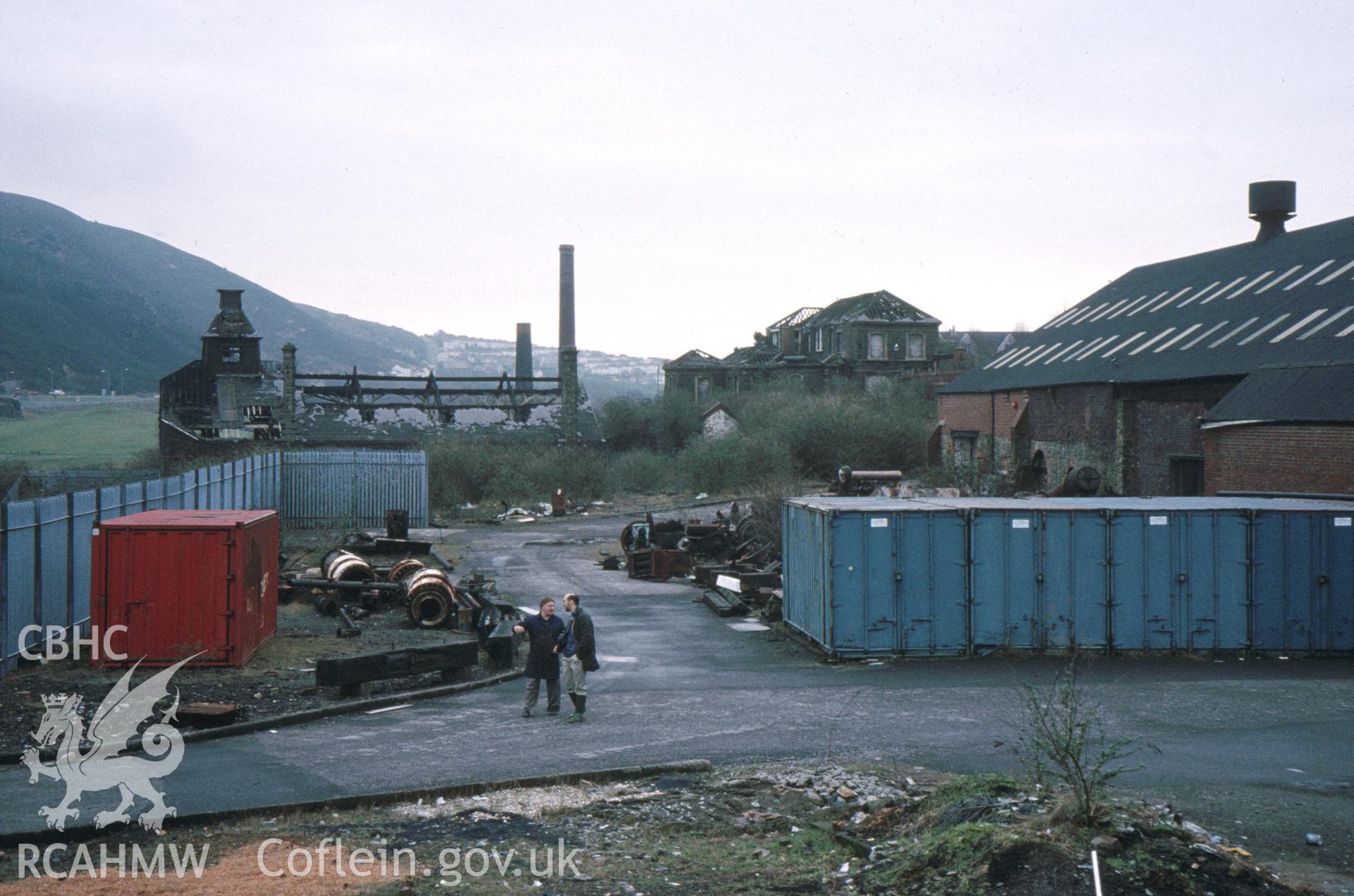 Colour slide of Morfa Copperworks Rolling Shed: showing the south end of the north-east side.