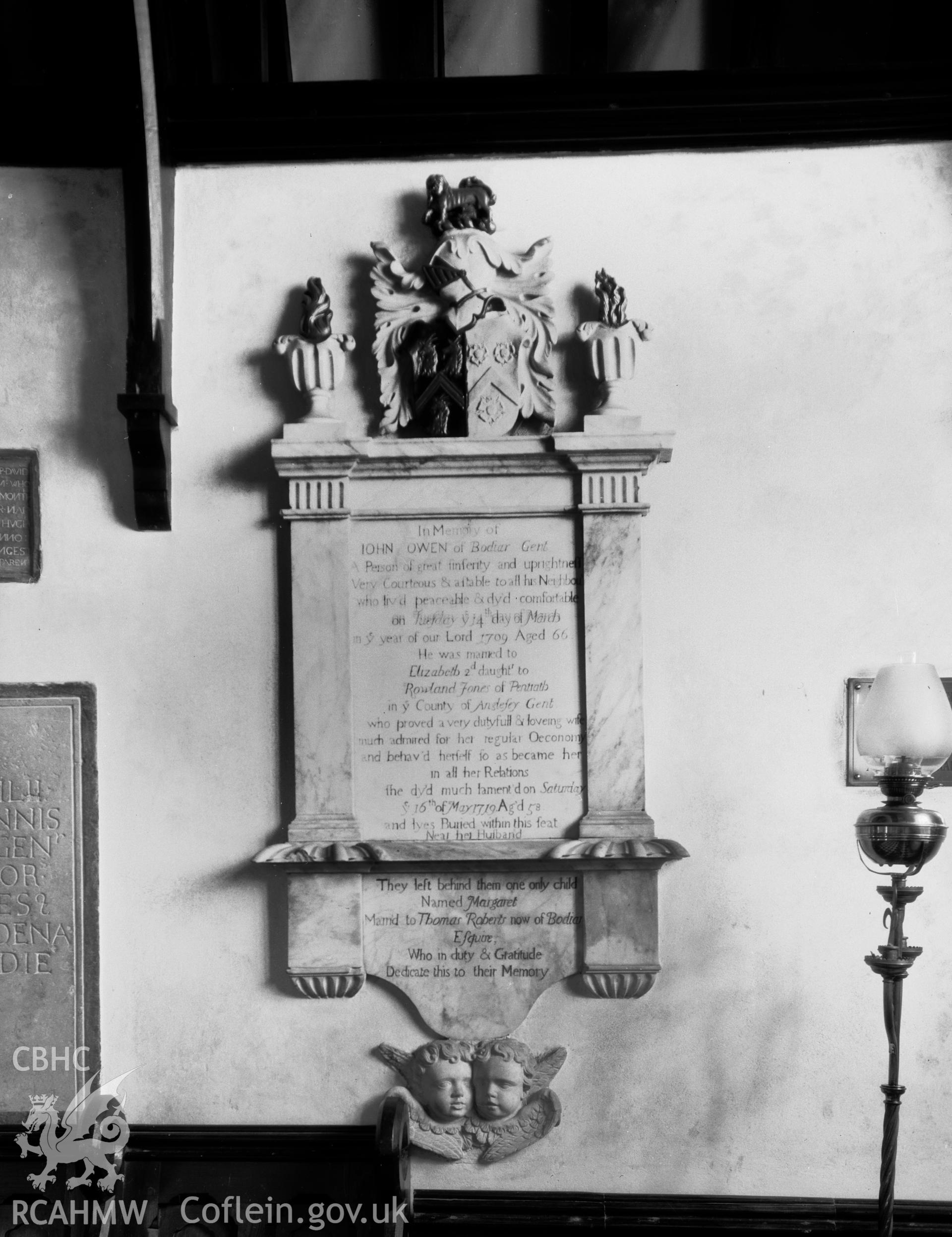 View of monument in chancel