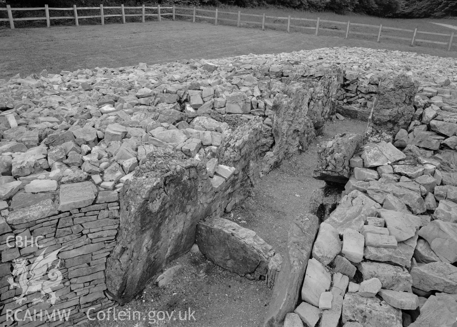 D.O.E photograph of Parc Le Breos Burial Chamber (Parc Cwm Long Cairn), Penmaen.