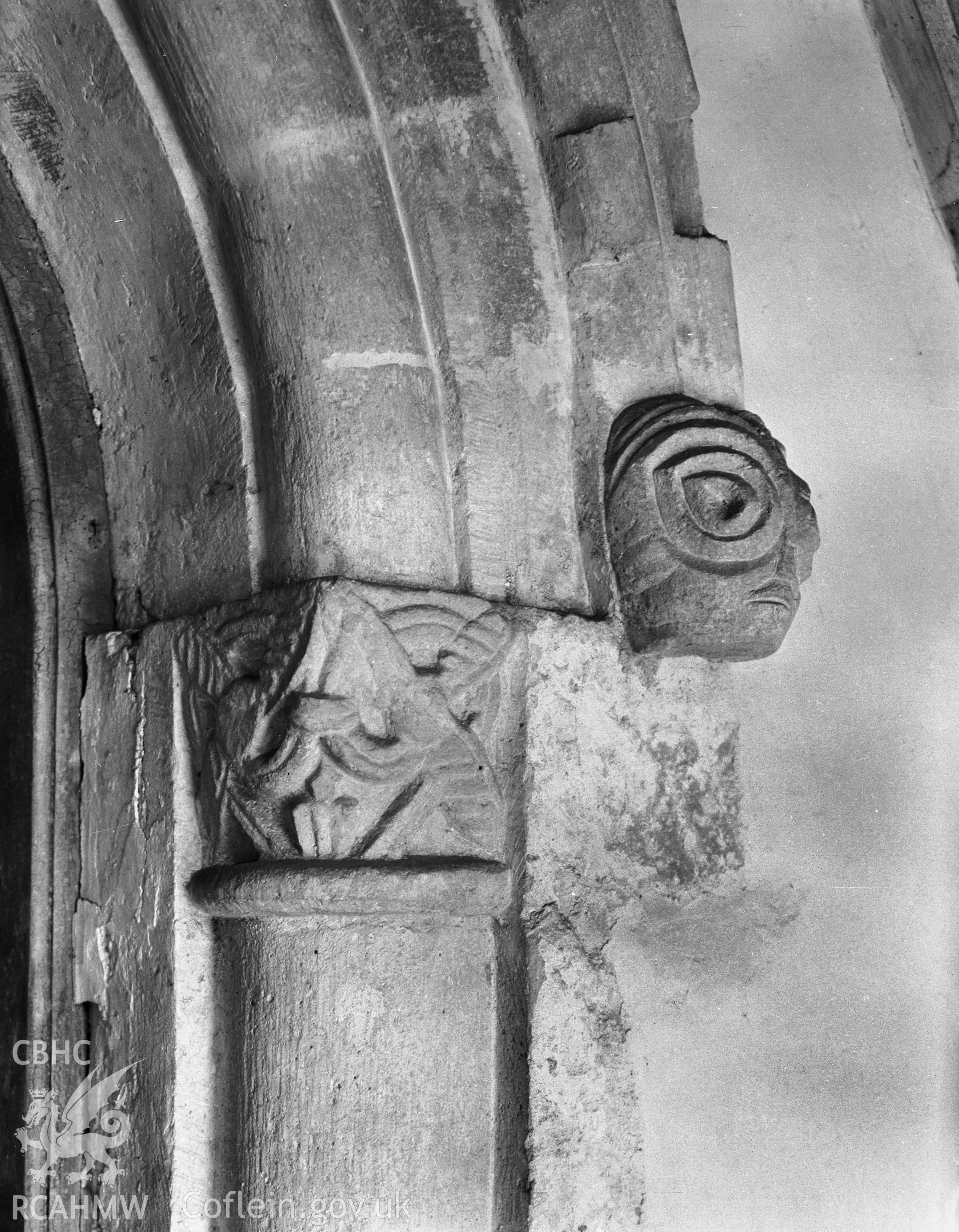 Interior view showing detail of the east side of the south doorway.