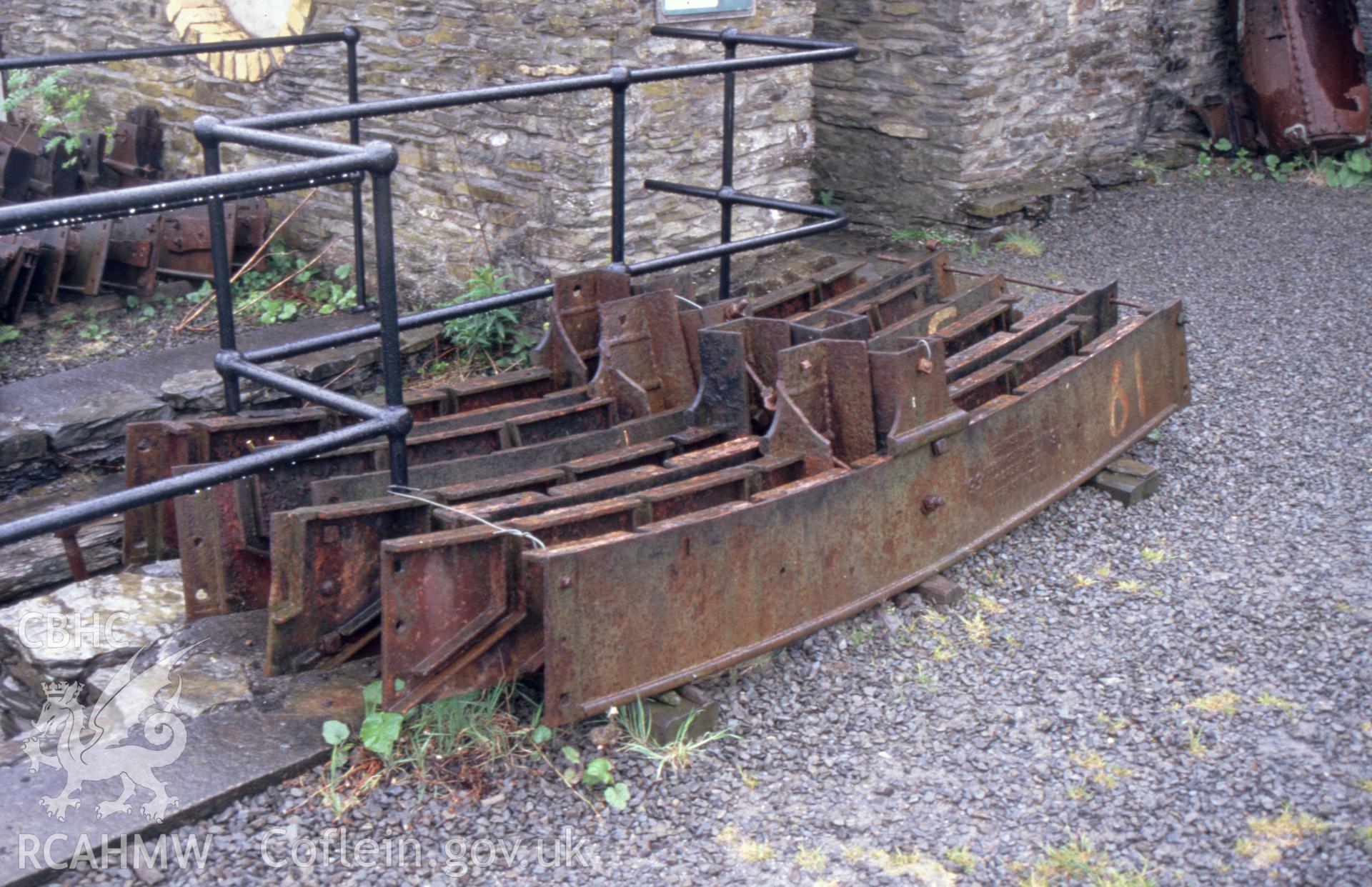 Digitized 35mm slide showing Llywernog Mining Museum, Hawarden ironworks wheel.