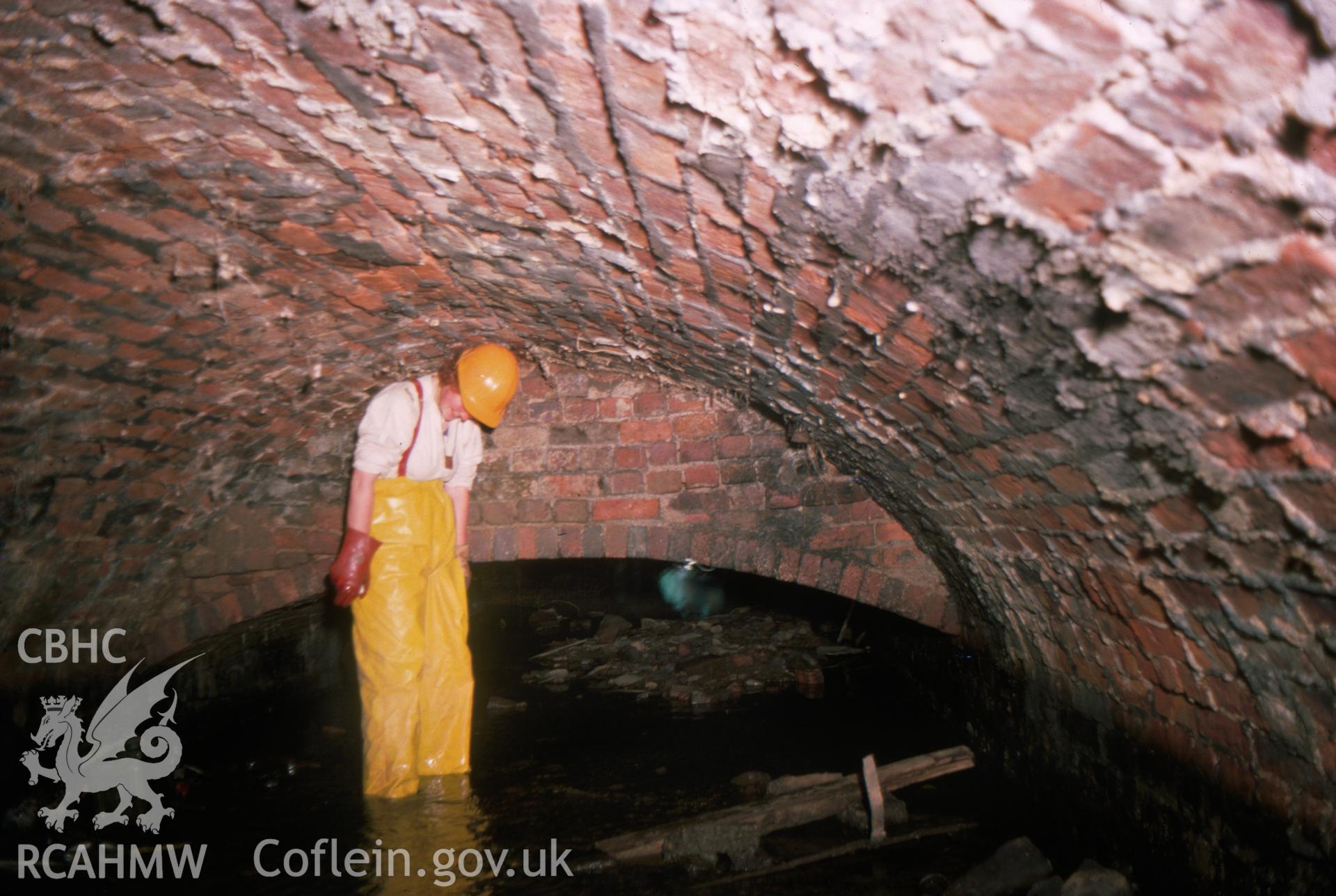 Digitized 35mm slide of the copper works culvert at Meadow Mills.