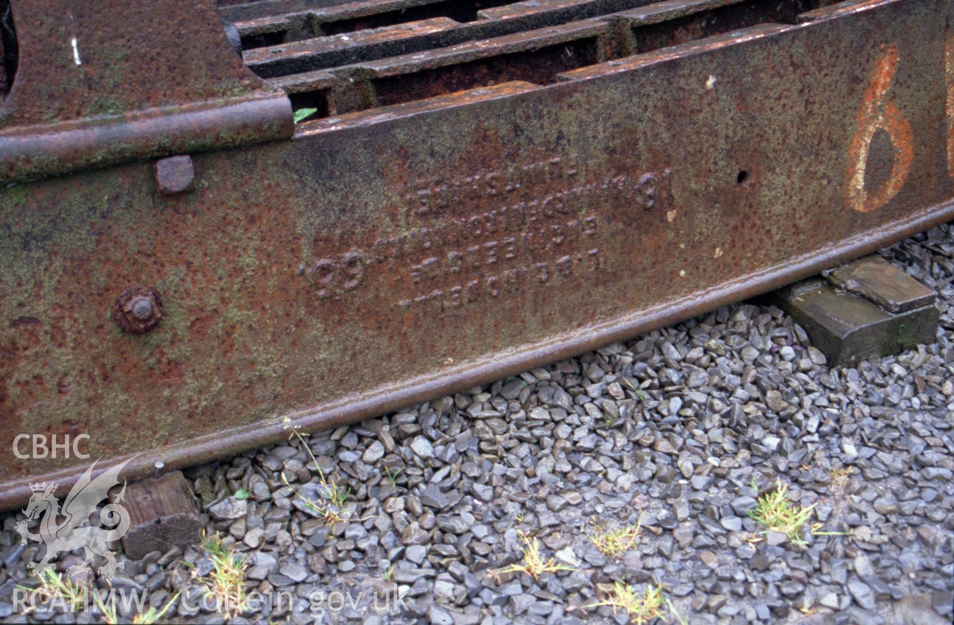 Digitized 35mm slide showing Llywernog Mining Museum, Hawarden ironworks wheel.