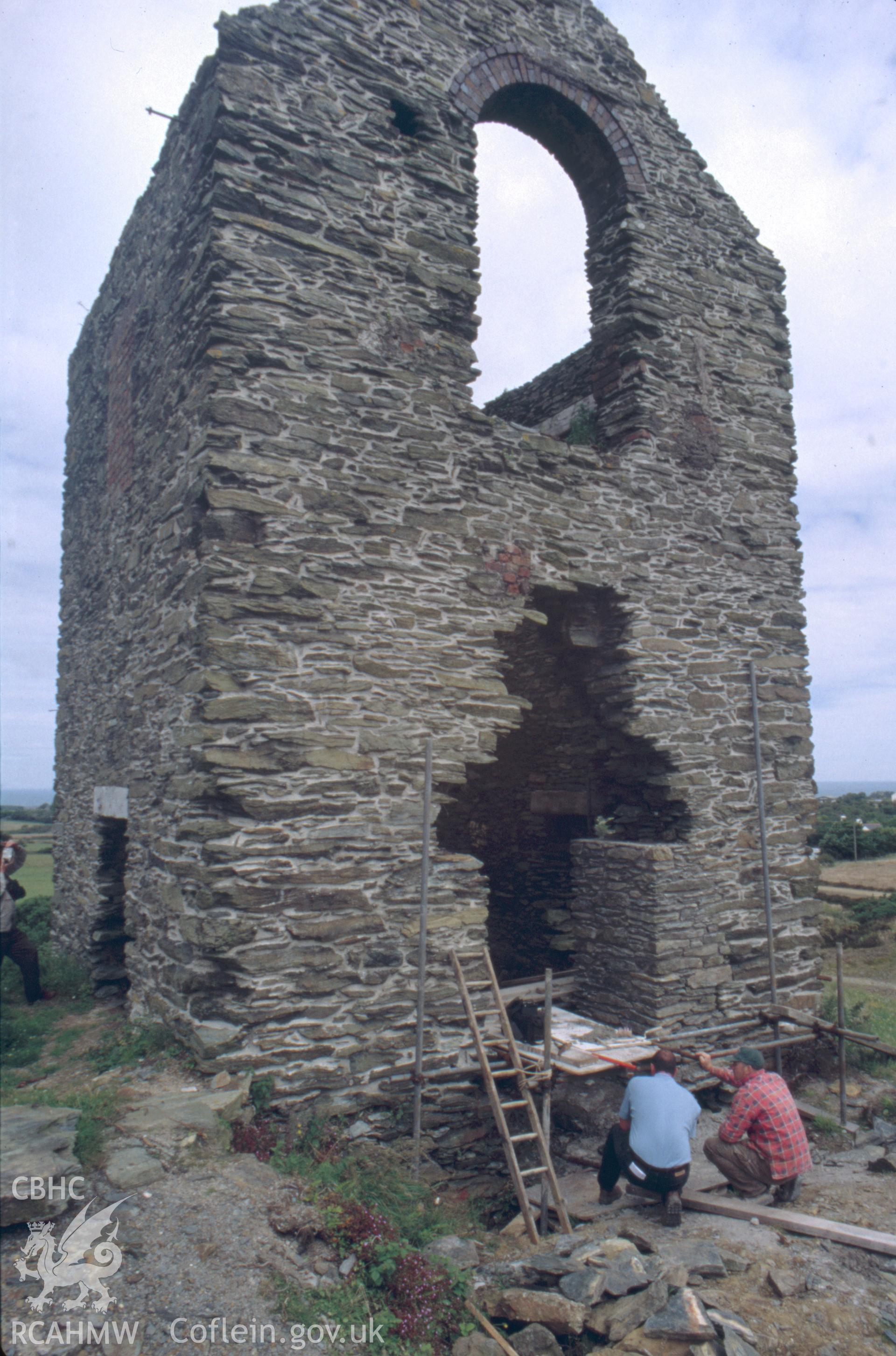 Digitized 35mm slide showing Pearl Shaft engine house exterior.