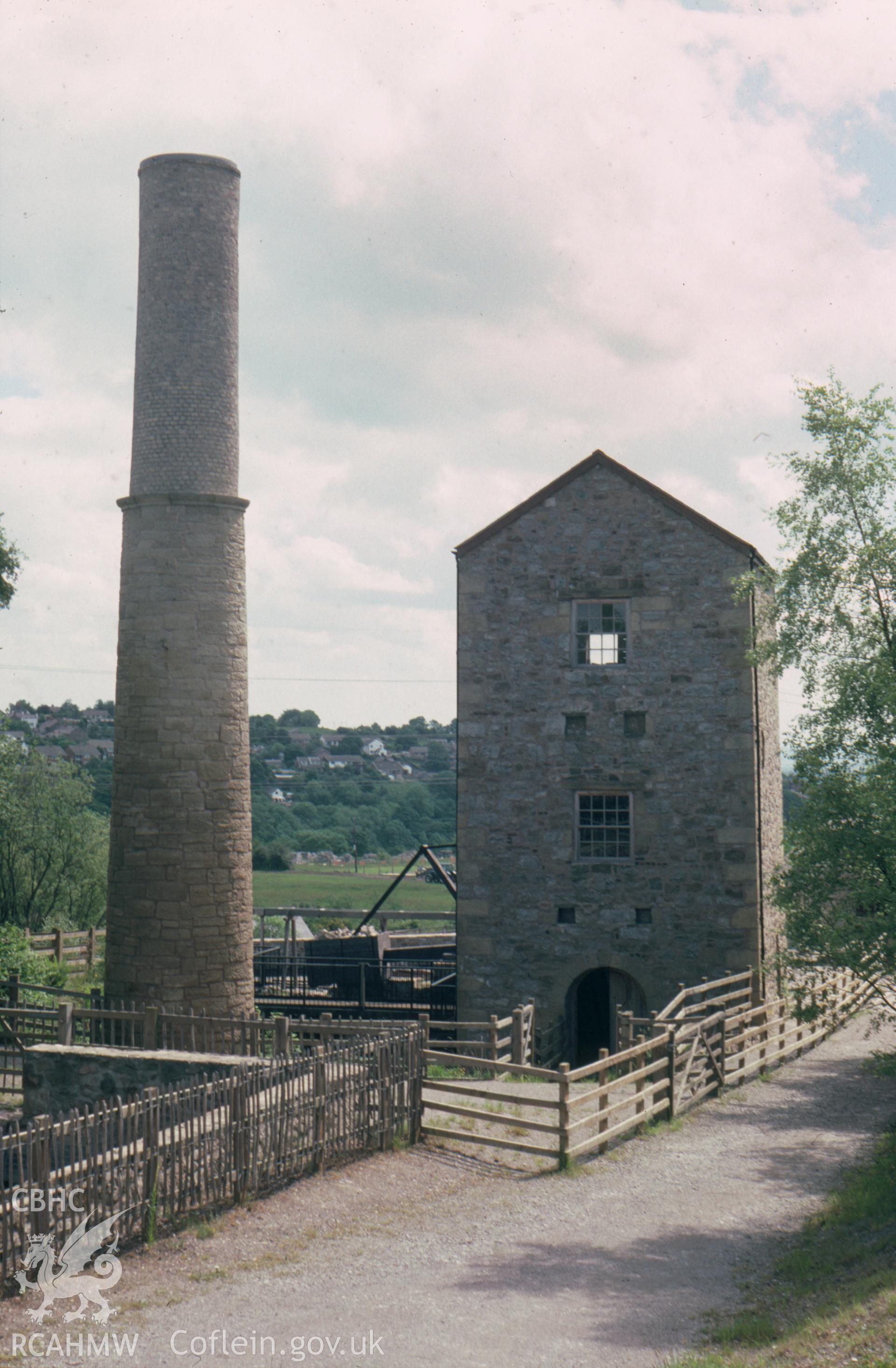 Digitized 35mm slide showing City Shaft engine-house, Minera.