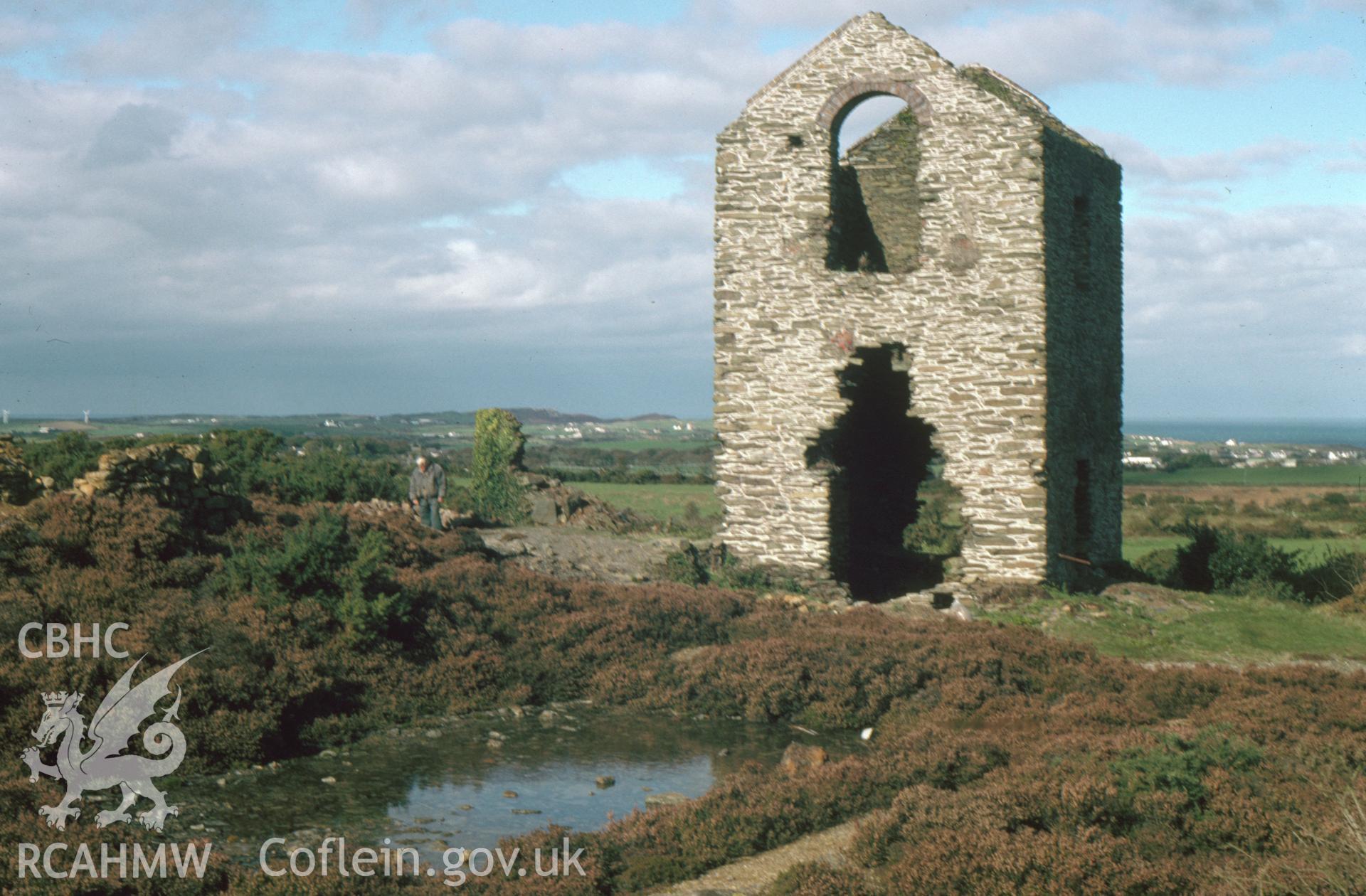 Digitized 35mm slide showing Pearl Shaft engine-house, Parys Mountain.