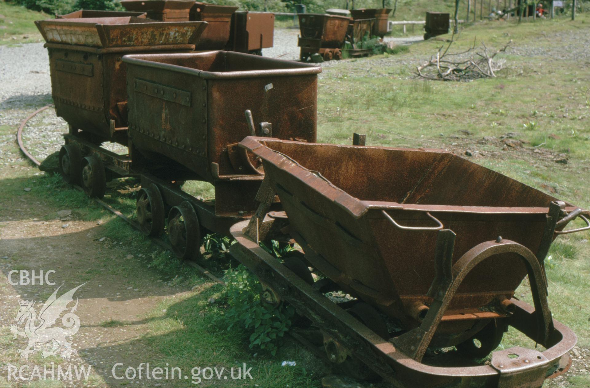 Digitized 35mm slide showing Sygun Copper Mine, mine cars.