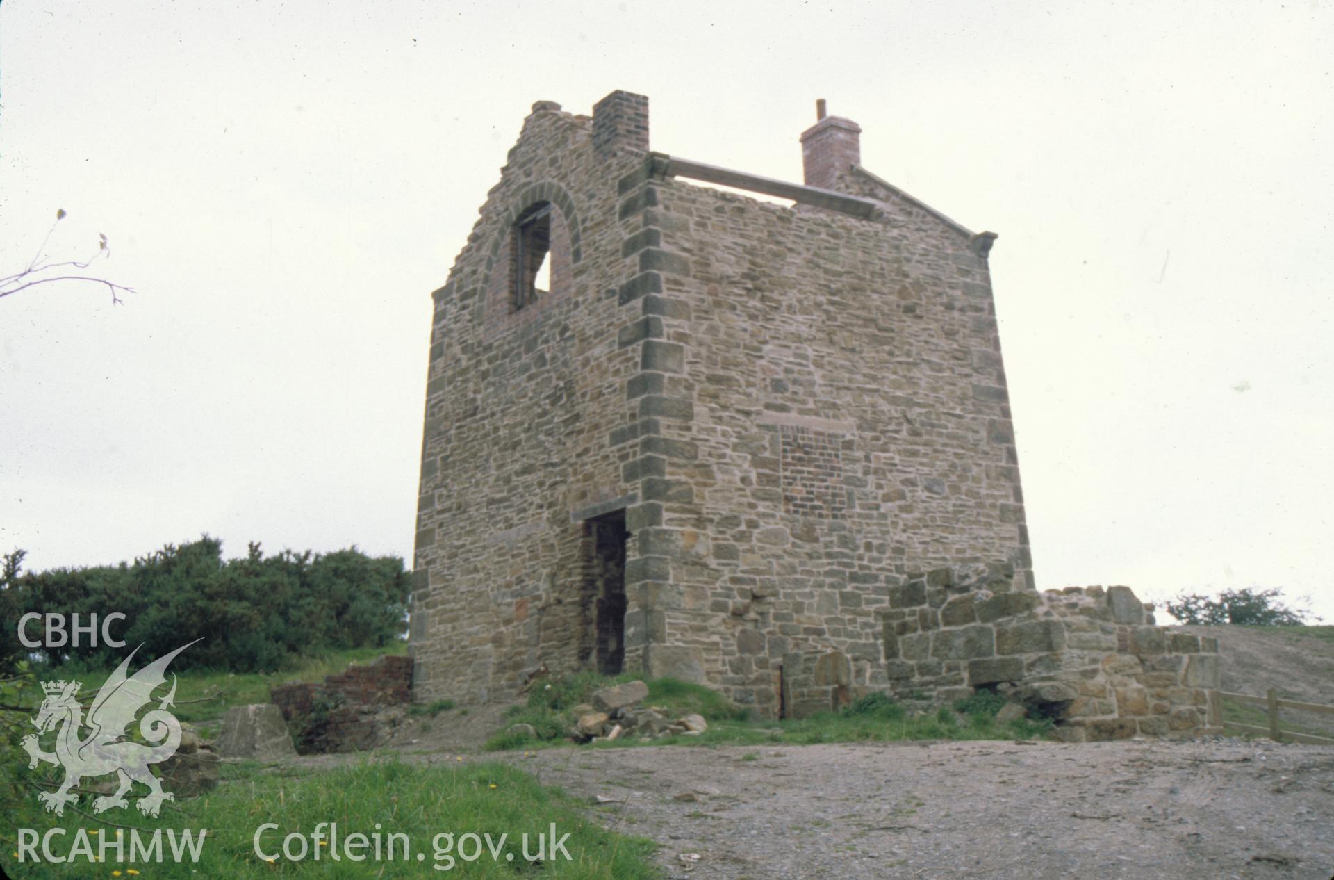 Digitized 35mm slide showing Penrhos engine house restored.