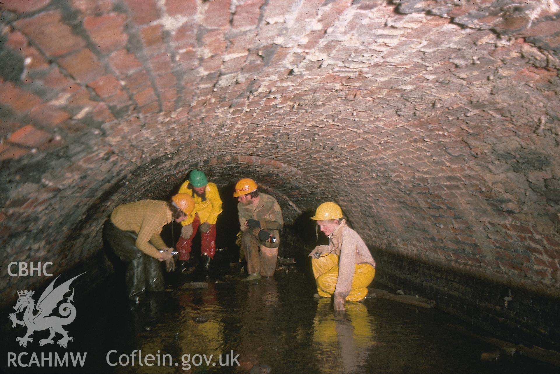 Digitized 35mm slide of the copper works culvert at Meadow Mills.