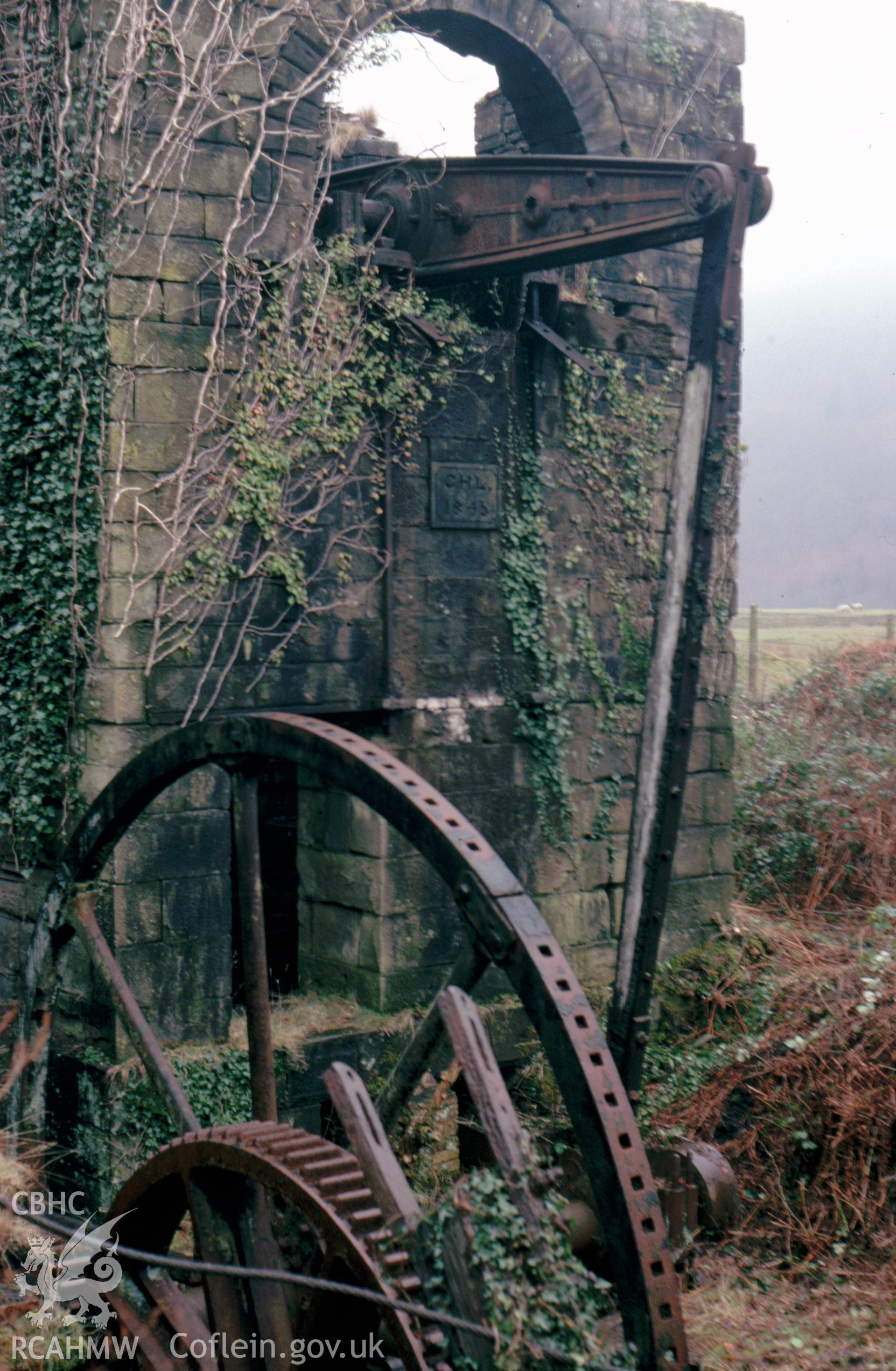 Digitized 35mm slide showing Glyn Pits Coal Mine, engine house, Pontypool .