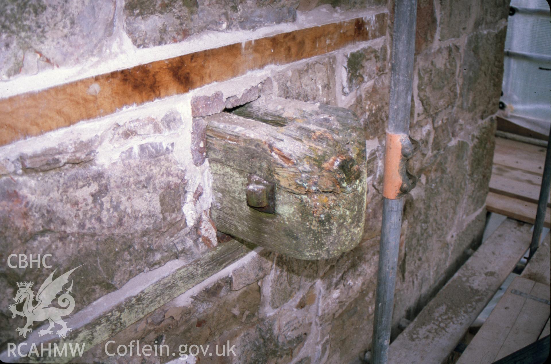 Digitized 35mm slide showing Pennant Mine, engine house restoration.