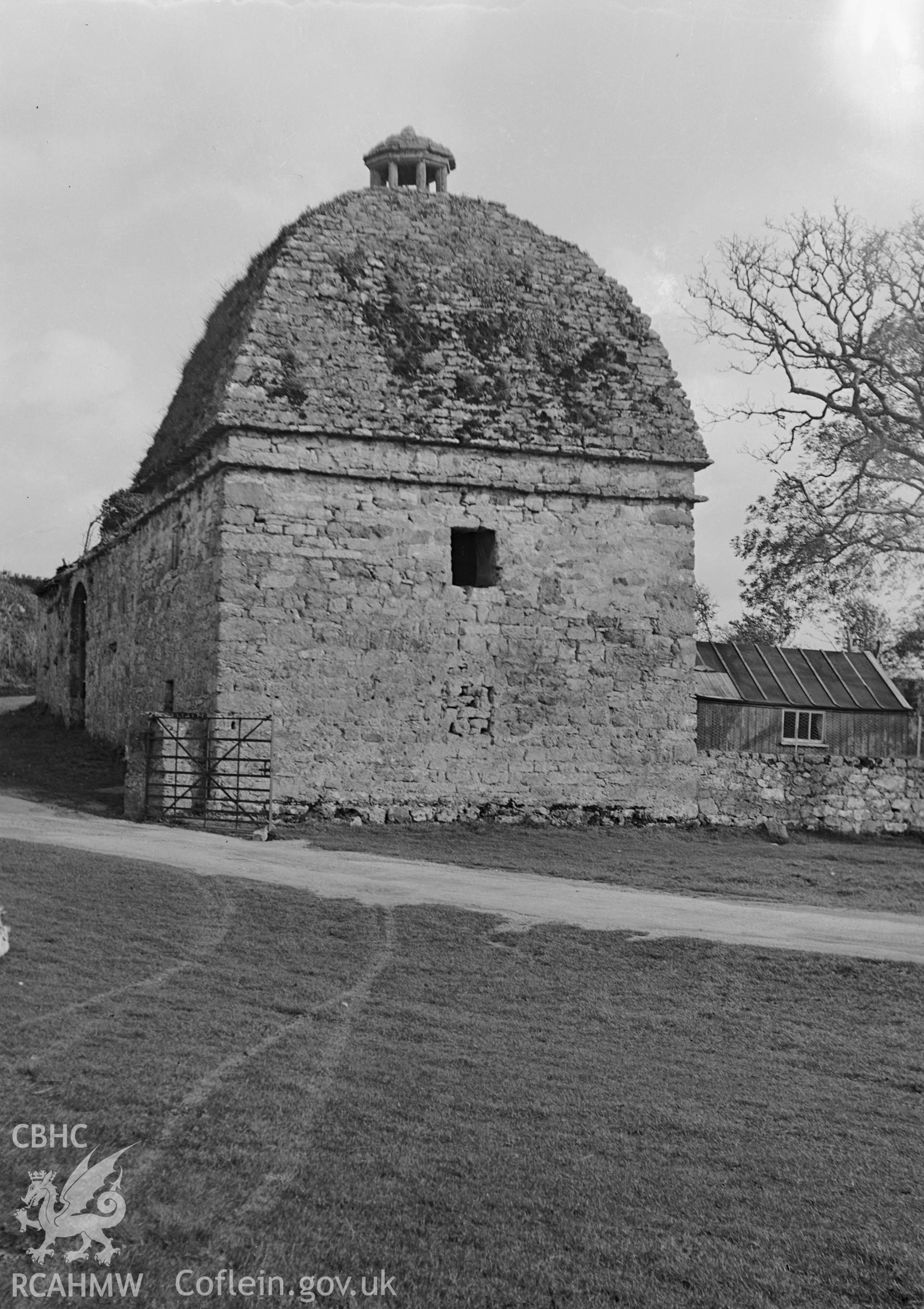 Black and white photograph of Penmon Priory Dovecote.