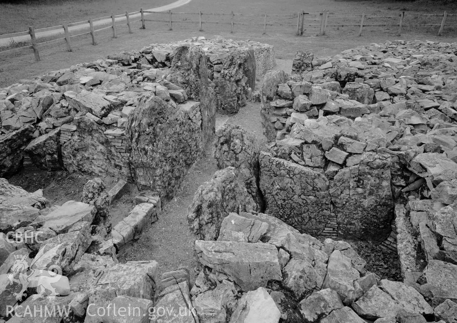 D.O.E photograph of Parc Le Breos Burial Chamber (Parc Cwm Long Cairn), Penmaen.