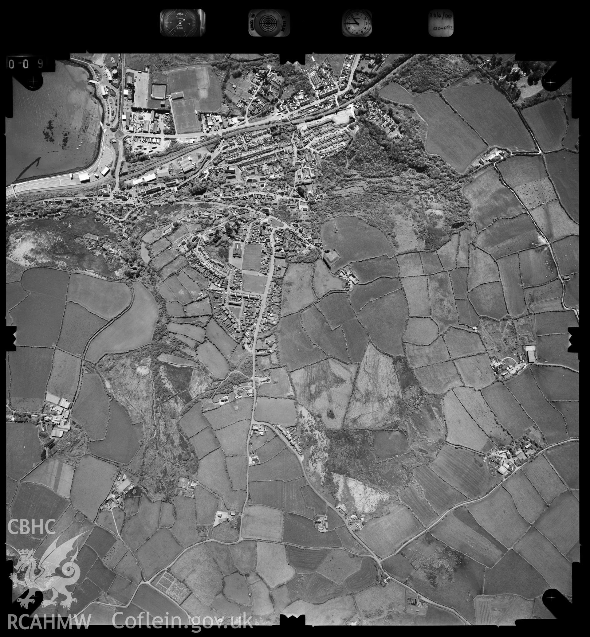 Digitized copy of an aerial photograph showing Fishguard area, taken by Ordnance Survey, 2000.