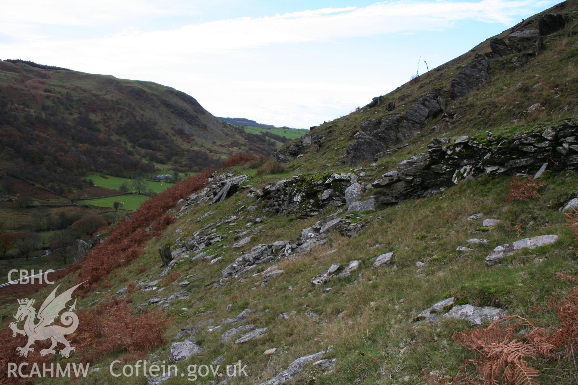 Section of trackway revetment wall from the south