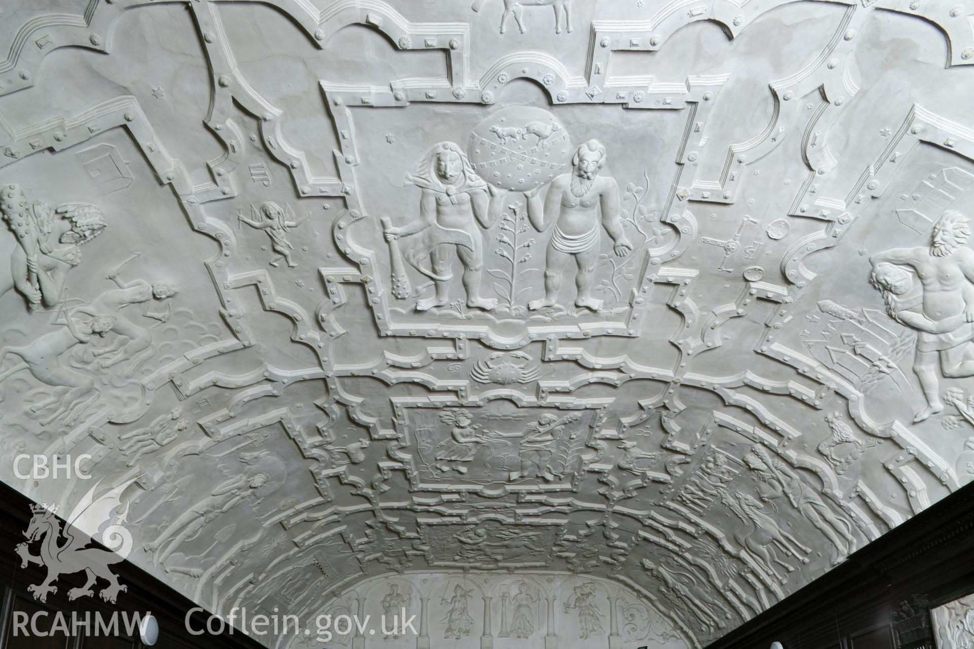 Interior of the Hall of Hercules, ceiling looking north.