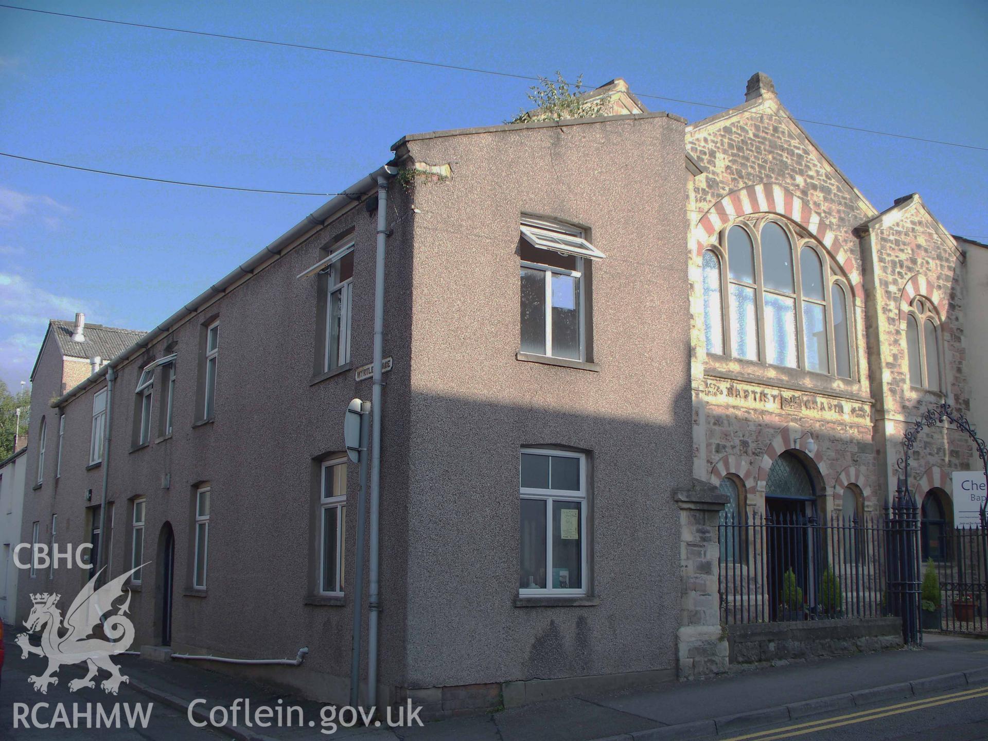 North-west entrance front to Lower Church Street & NE side with rear Sunday School & house at side.