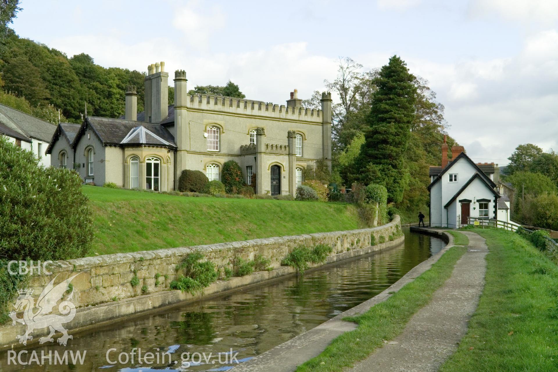 View from southwest with canal Royal view, and figure.