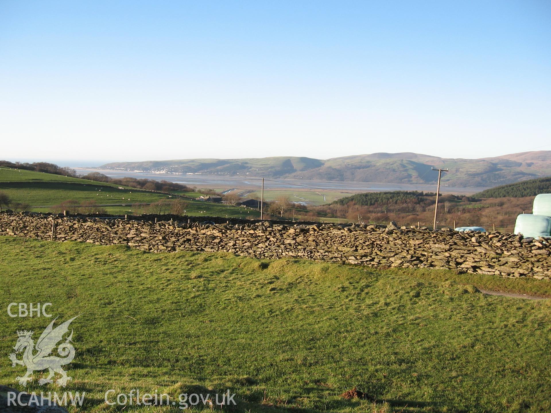 Bedd Taliesin: view from cairn to north-west and Dyfi Estuary