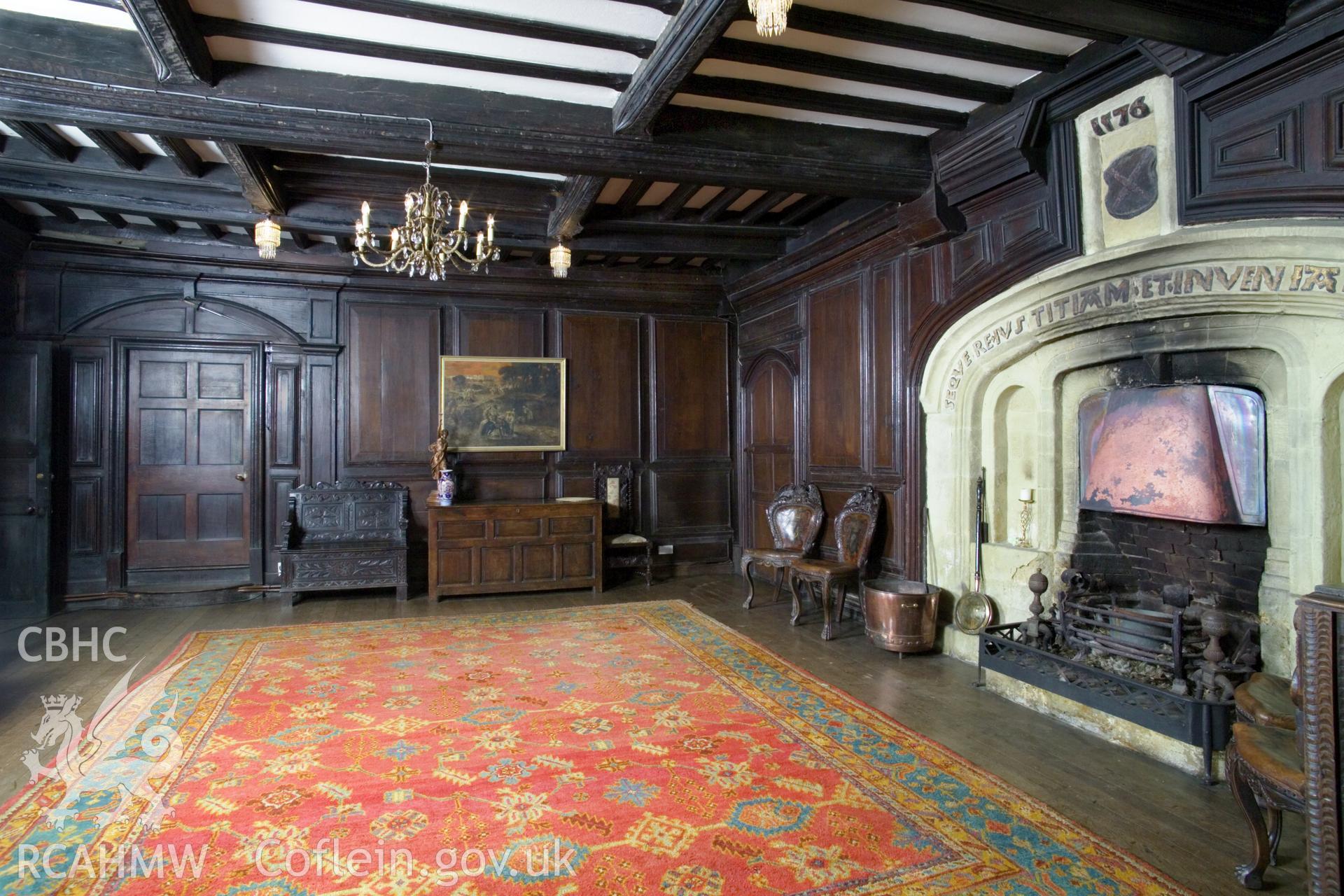 Interior, panelled room looking northeast.