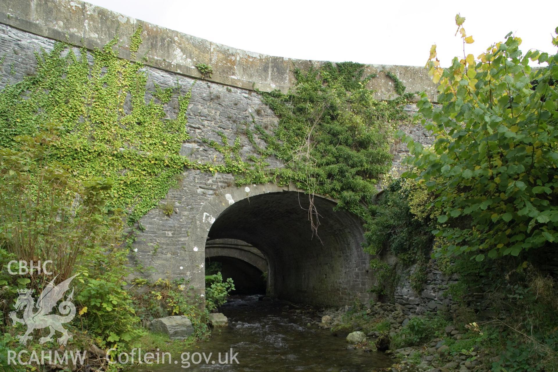 Aqueduct arch from river level.