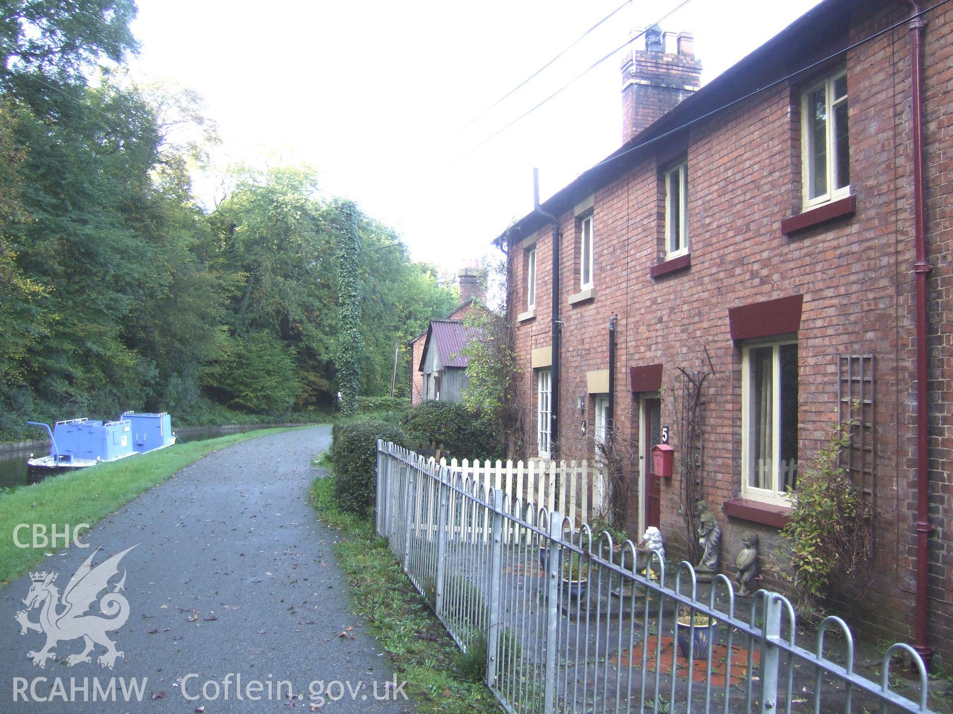 Nos. 4-5 Aqueduct Cottages, Chirk Bank from the south-east.