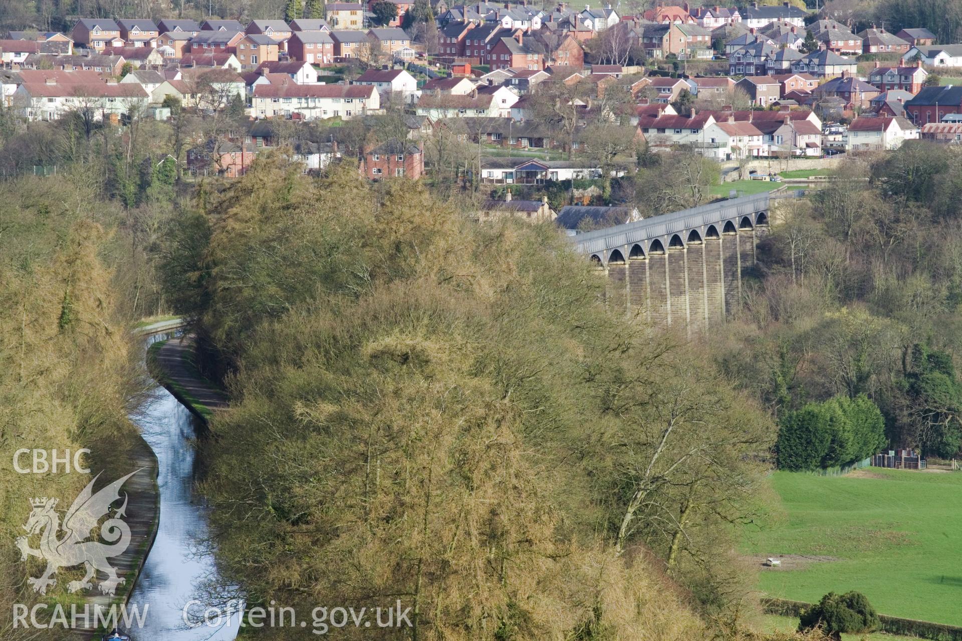 Embankment and aqueduct, high viewpoint from south.