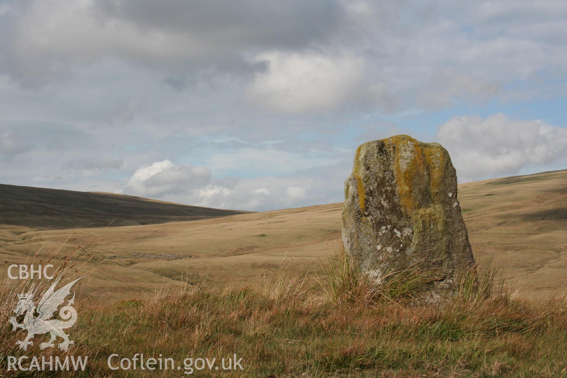 Waun Leuci Standing Stone. Monolith viewed from the south-east.