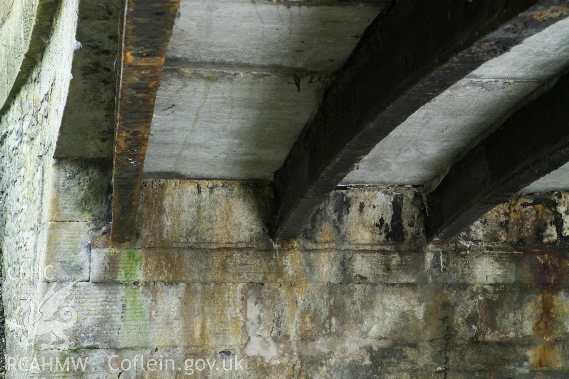 Detail of cast ironwork under bridge on south side.