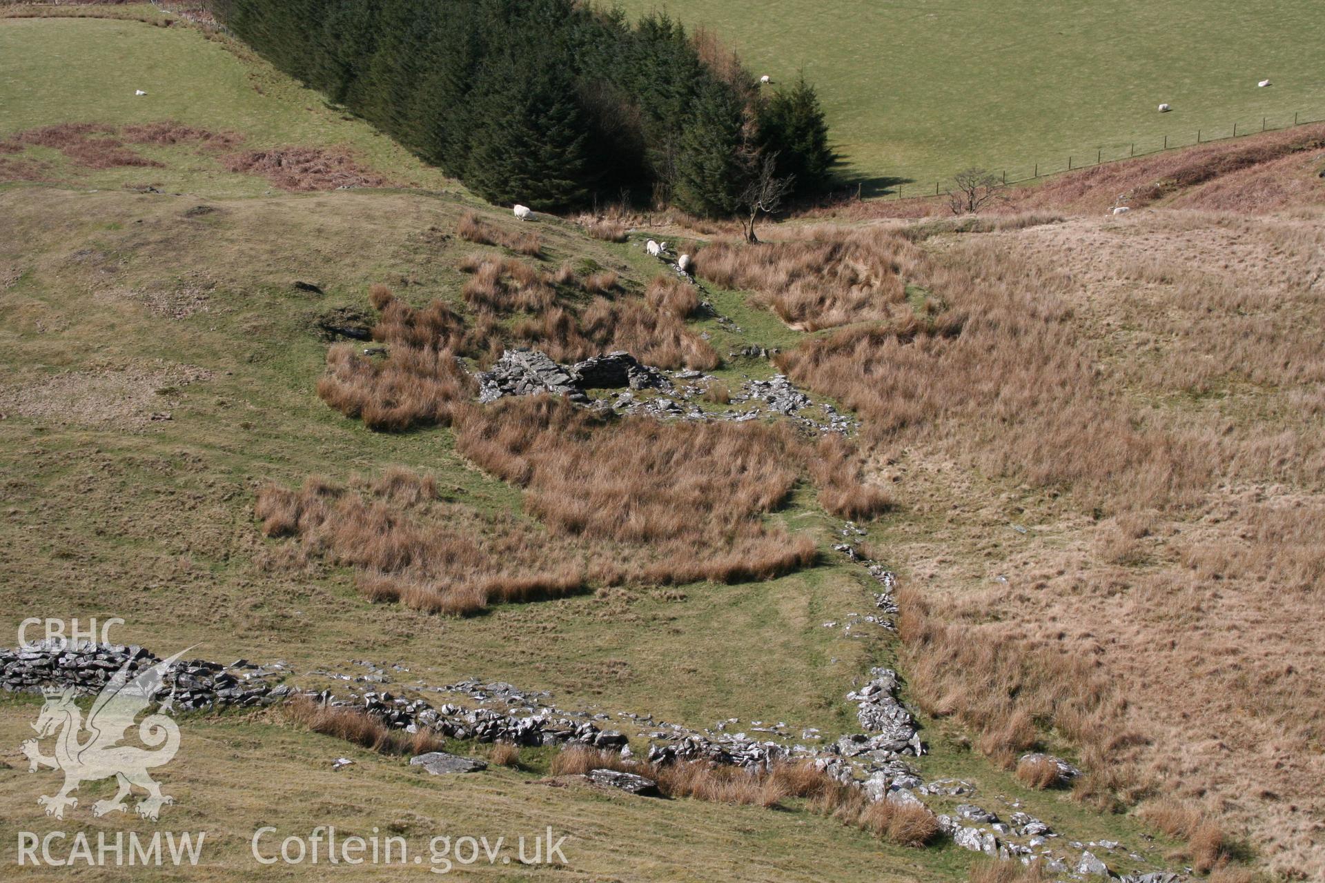 Looking across Pantglas to the remains of the house from the east